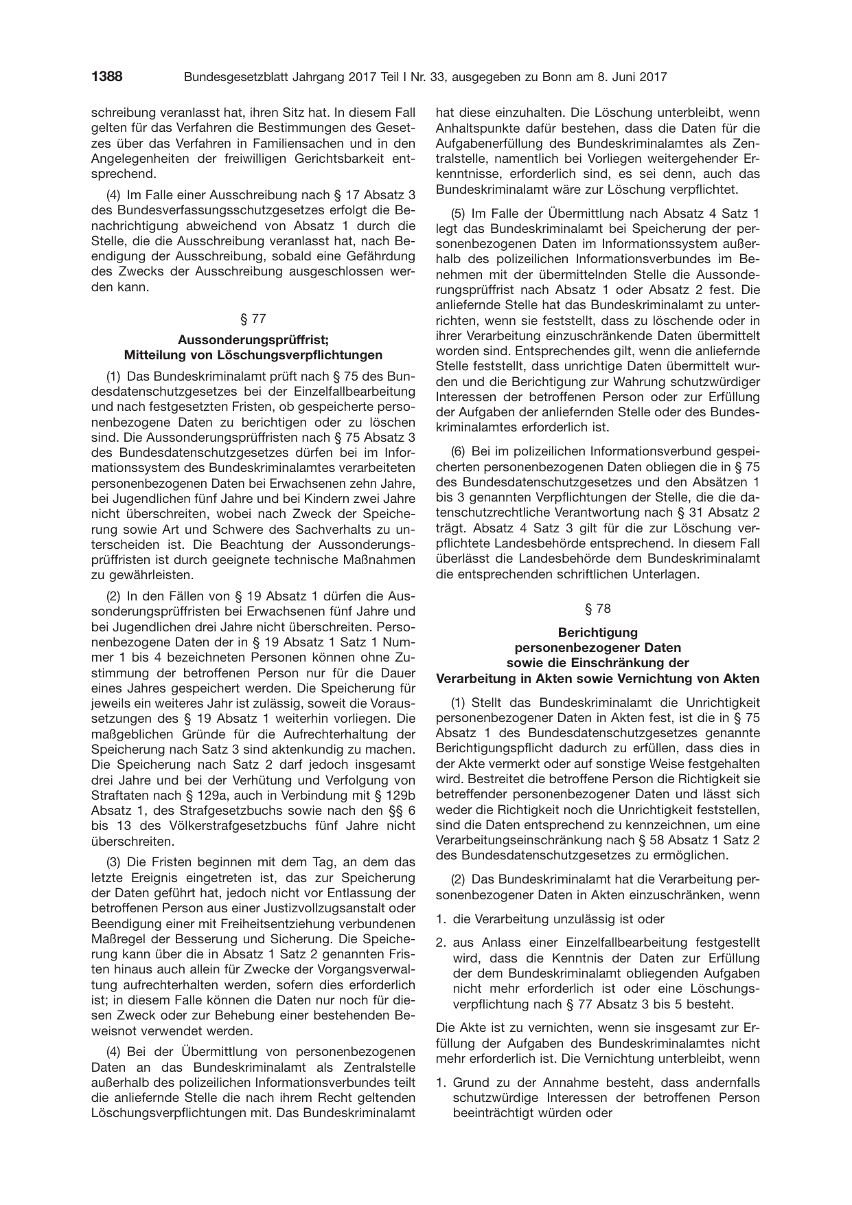 BGBl. 2017, Seite 1388 — Originalseite als Abbildung