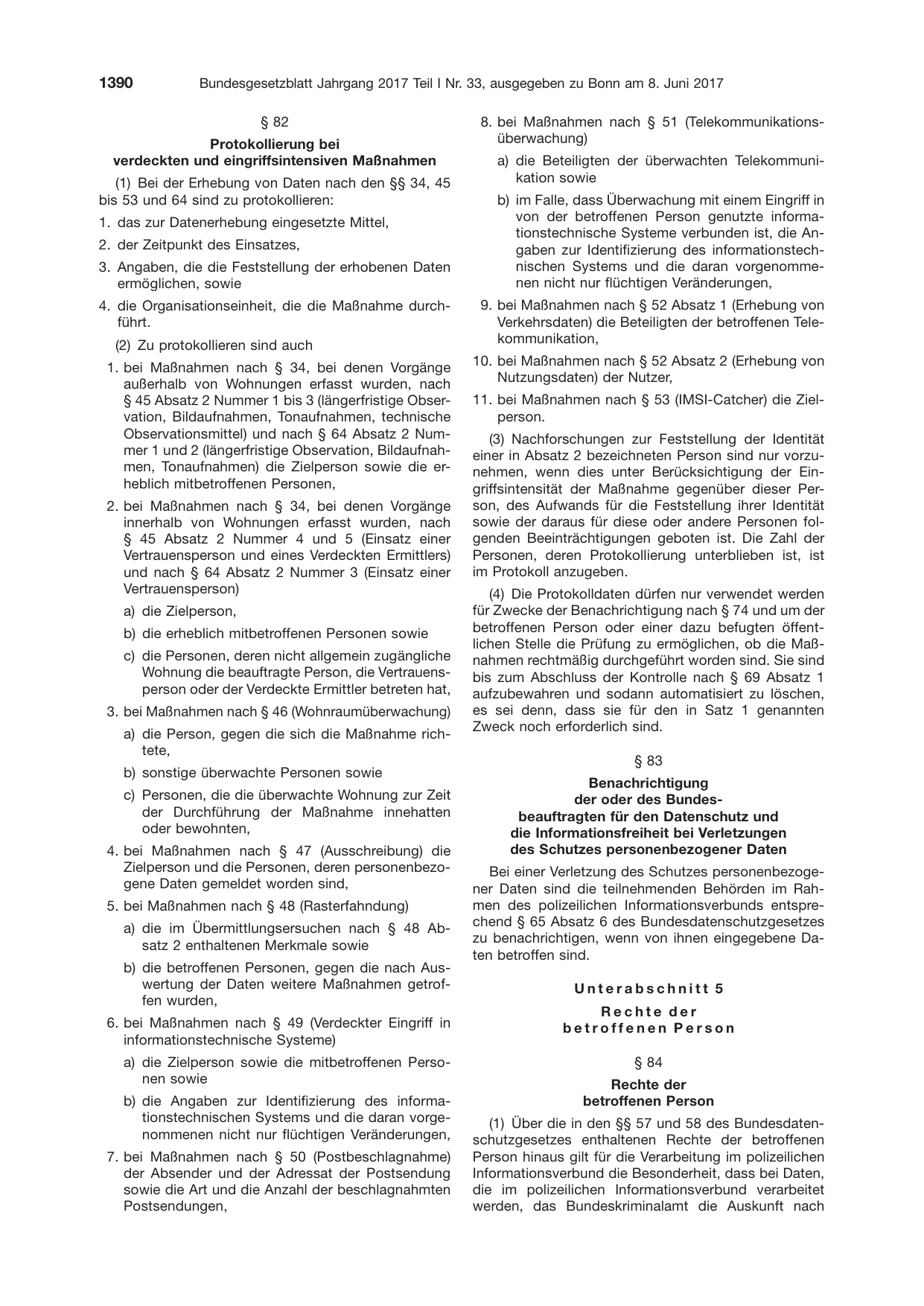 BGBl. 2017, Seite 1390 — Originalseite als Abbildung