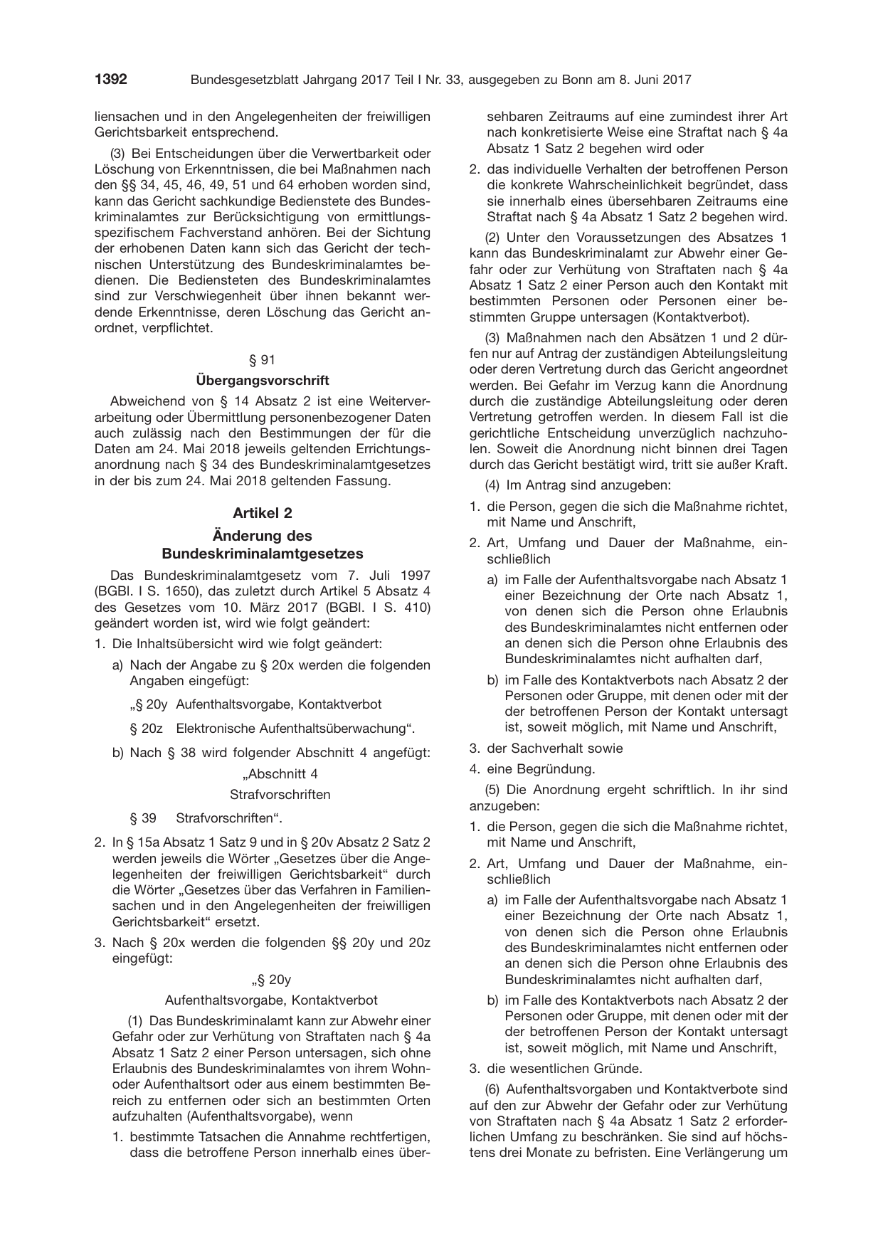 BGBl. 2017, Seite 1392 — Originalseite als Abbildung