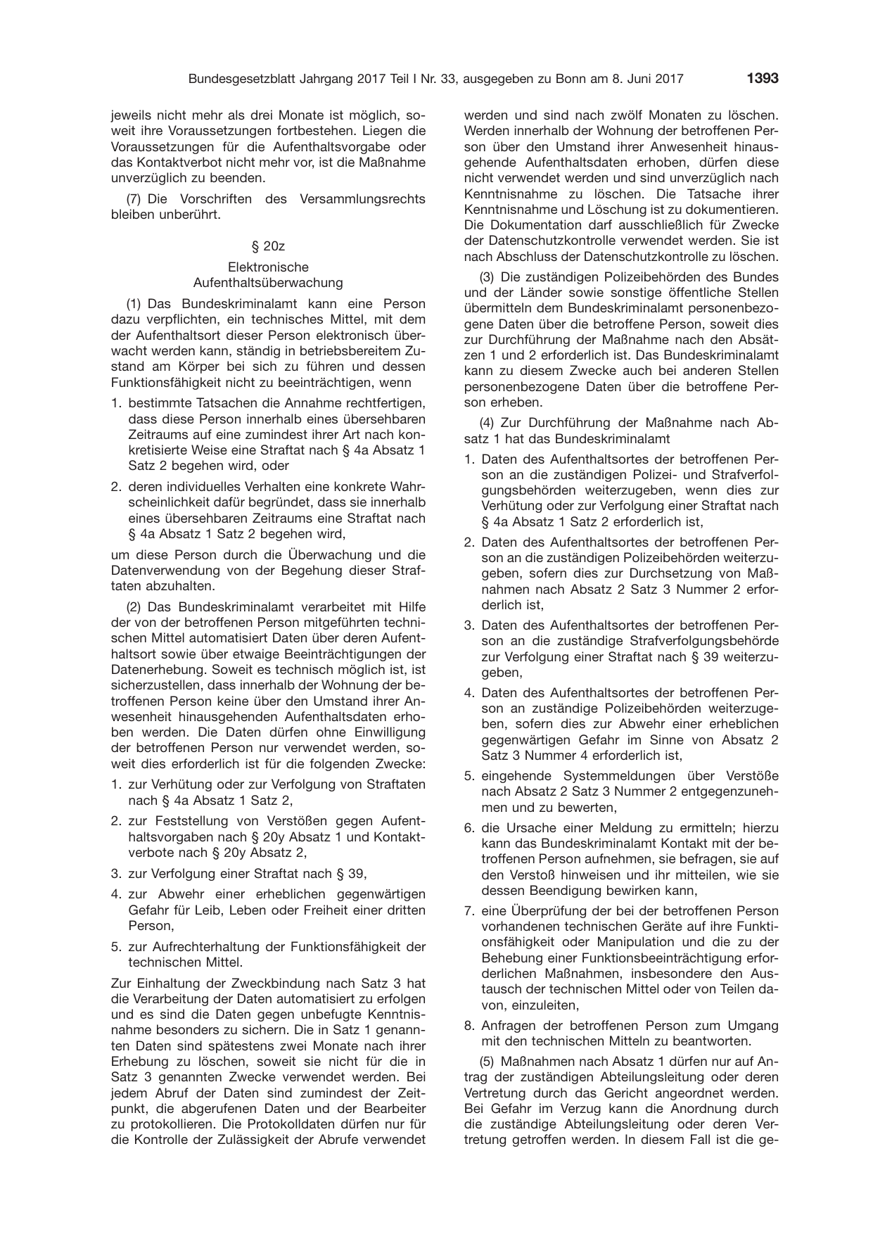 BGBl. 2017, Seite 1393 — Originalseite als Abbildung