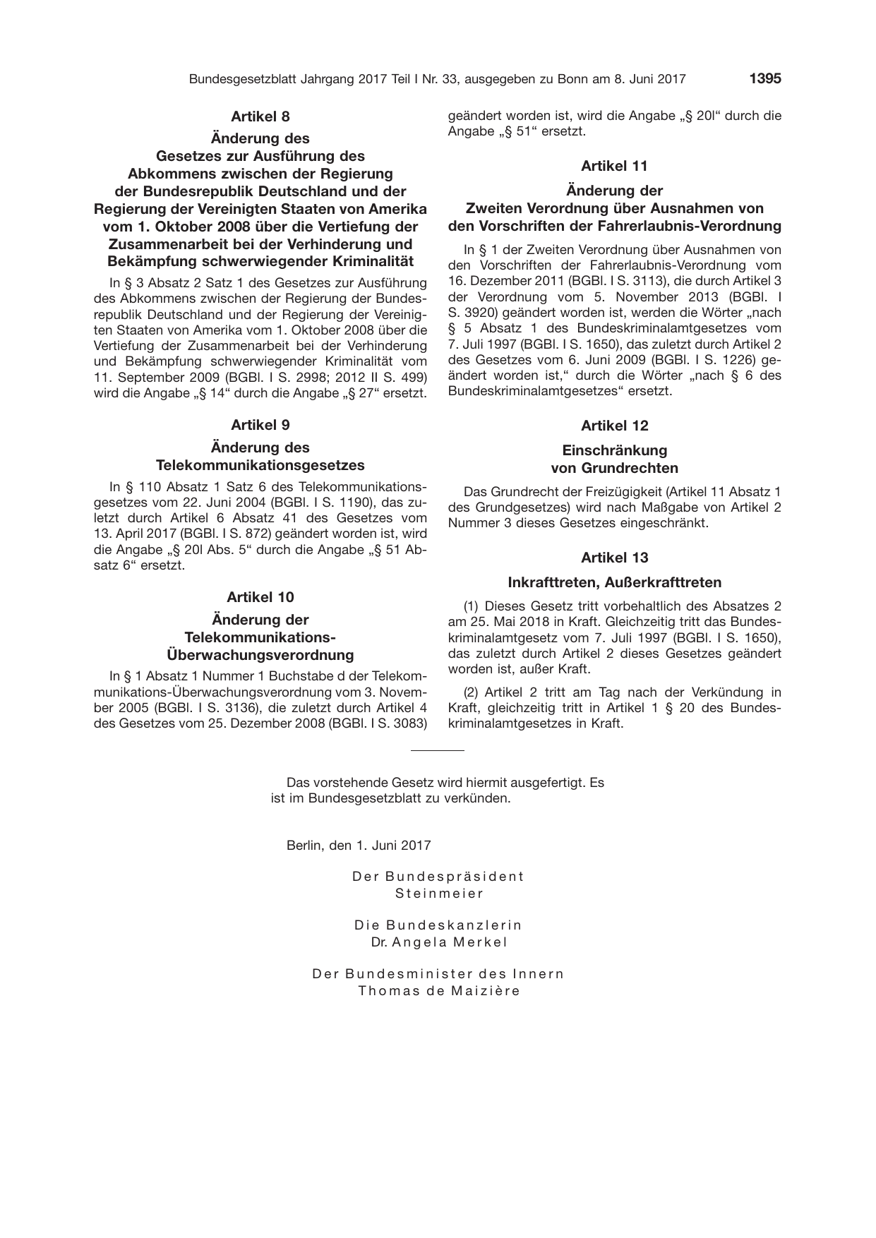 BGBl. 2017, Seite 1395 — Originalseite als Abbildung