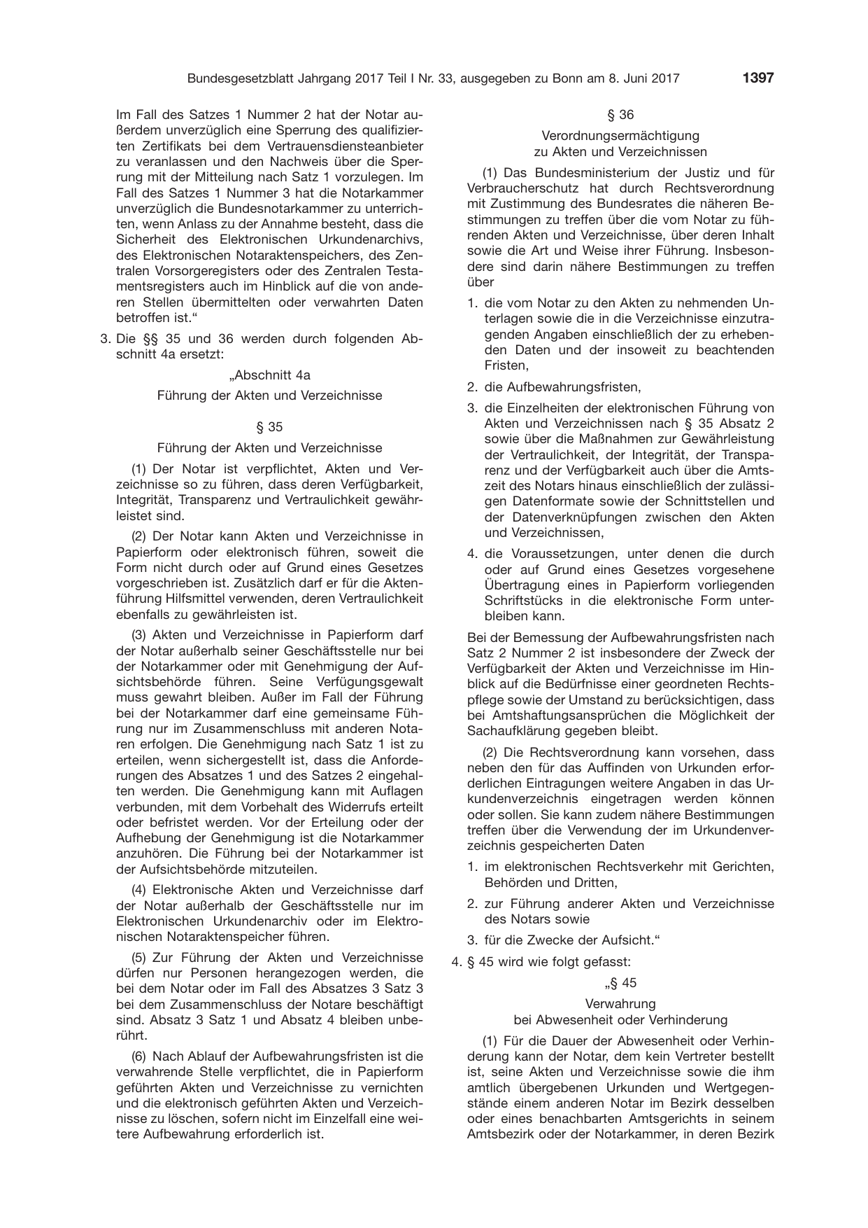 BGBl. 2017, Seite 1397 — Originalseite als Abbildung