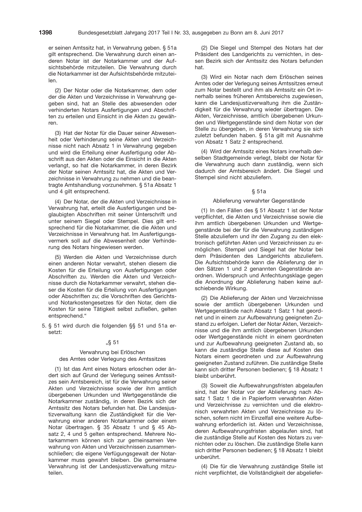 BGBl. 2017, Seite 1398 — Originalseite als Abbildung