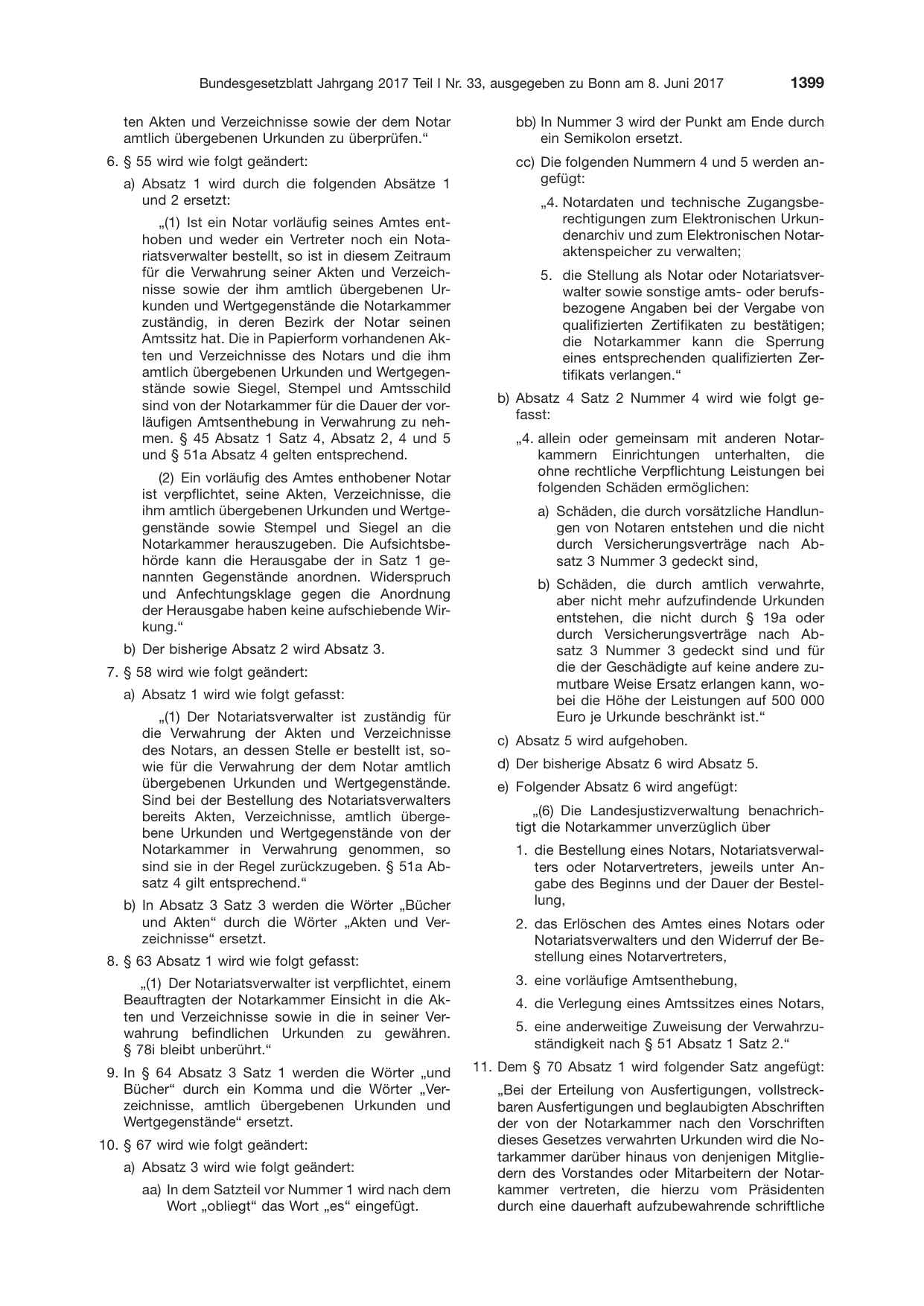 BGBl. 2017, Seite 1399 — Originalseite als Abbildung