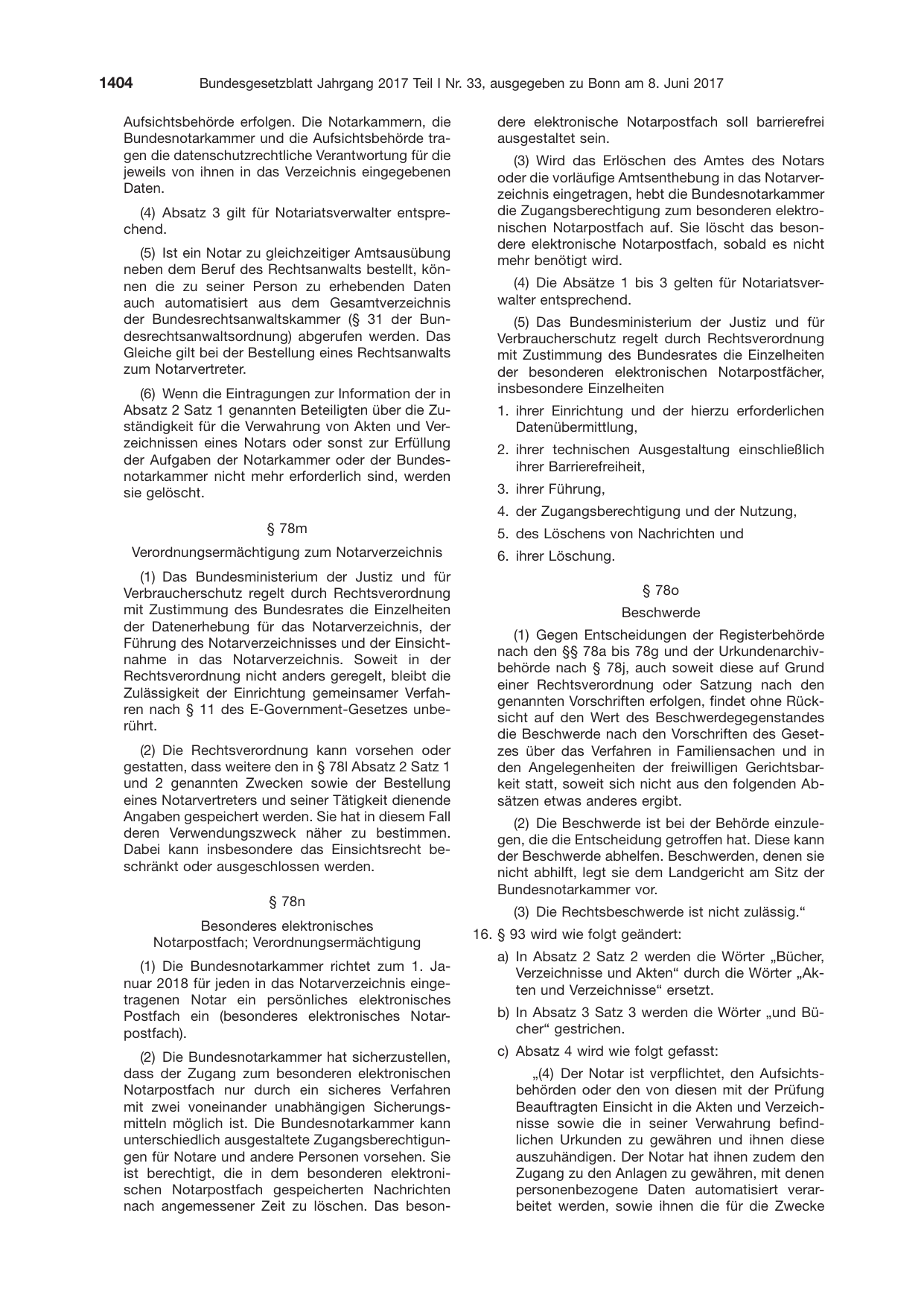 BGBl. 2017, Seite 1404 — Originalseite als Abbildung