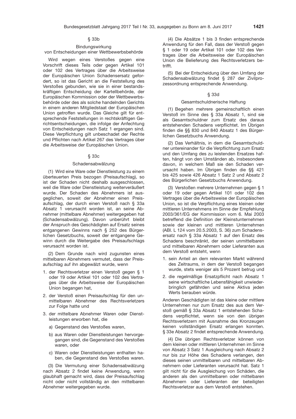 BGBl. 2017, Seite 1421 — Originalseite als Abbildung