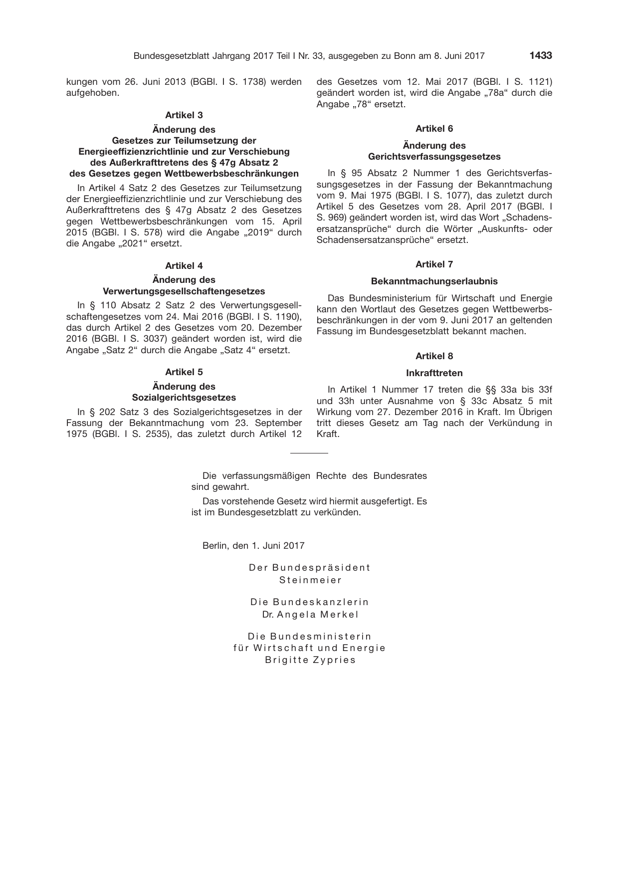 BGBl. 2017, Seite 1433 — Originalseite als Abbildung