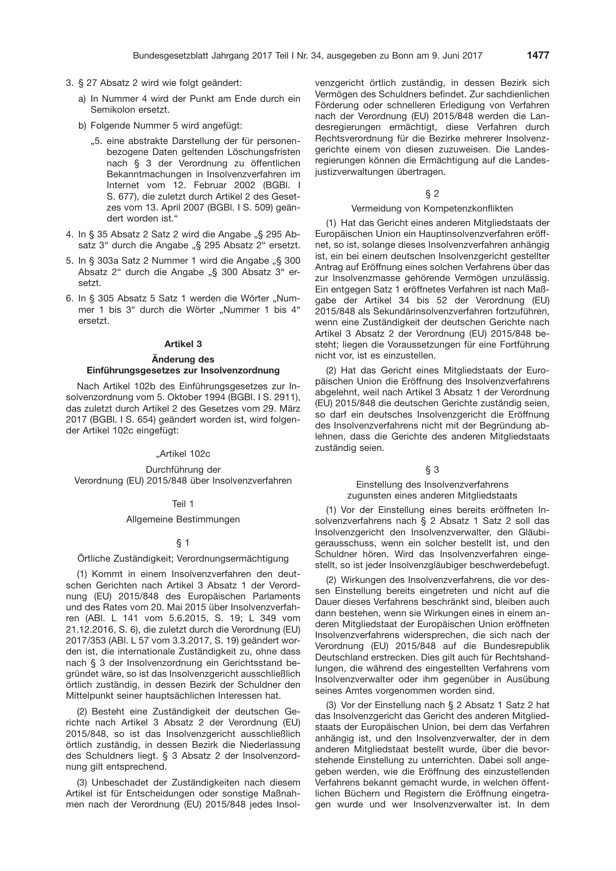 BGBl. 2017, Seite 1477 — Originalseite als Abbildung