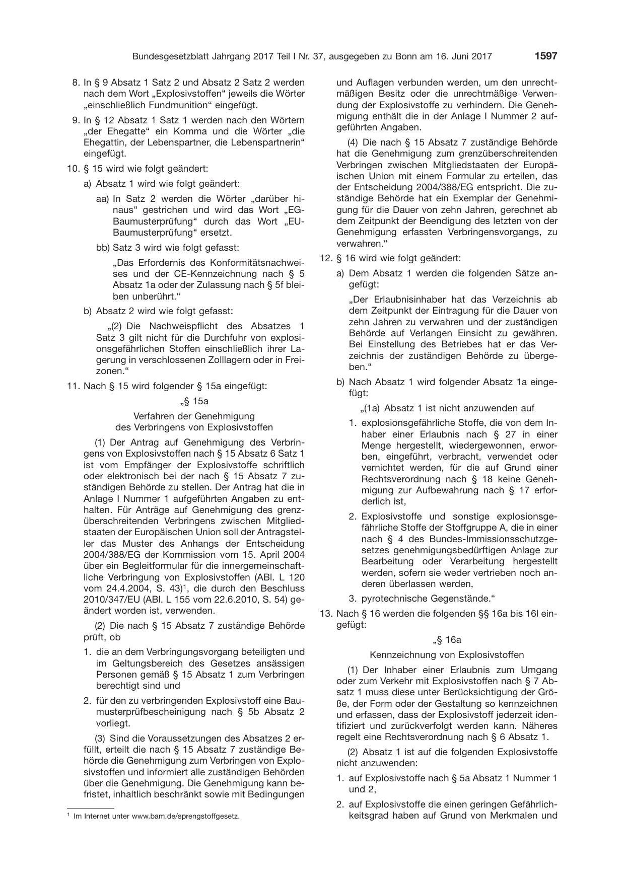 BGBl. 2017, Seite 1597 — Originalseite als Abbildung
