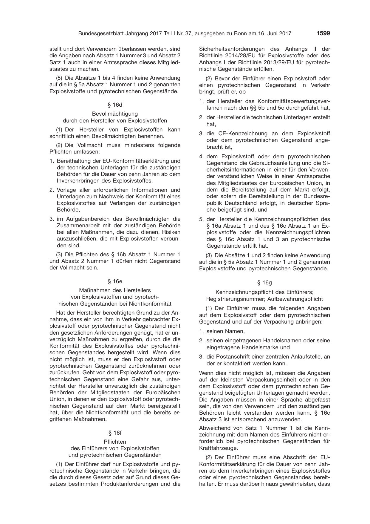 BGBl. 2017, Seite 1599 — Originalseite als Abbildung