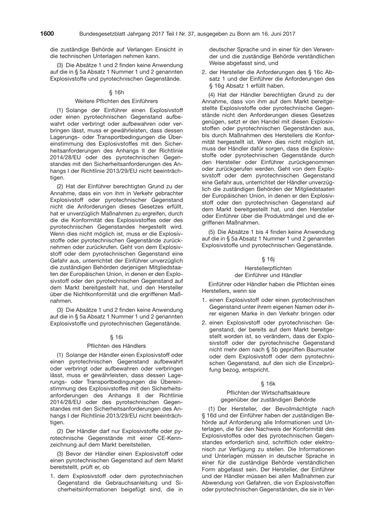BGBl. 2017, Seite 1600 — Originalseite als Abbildung