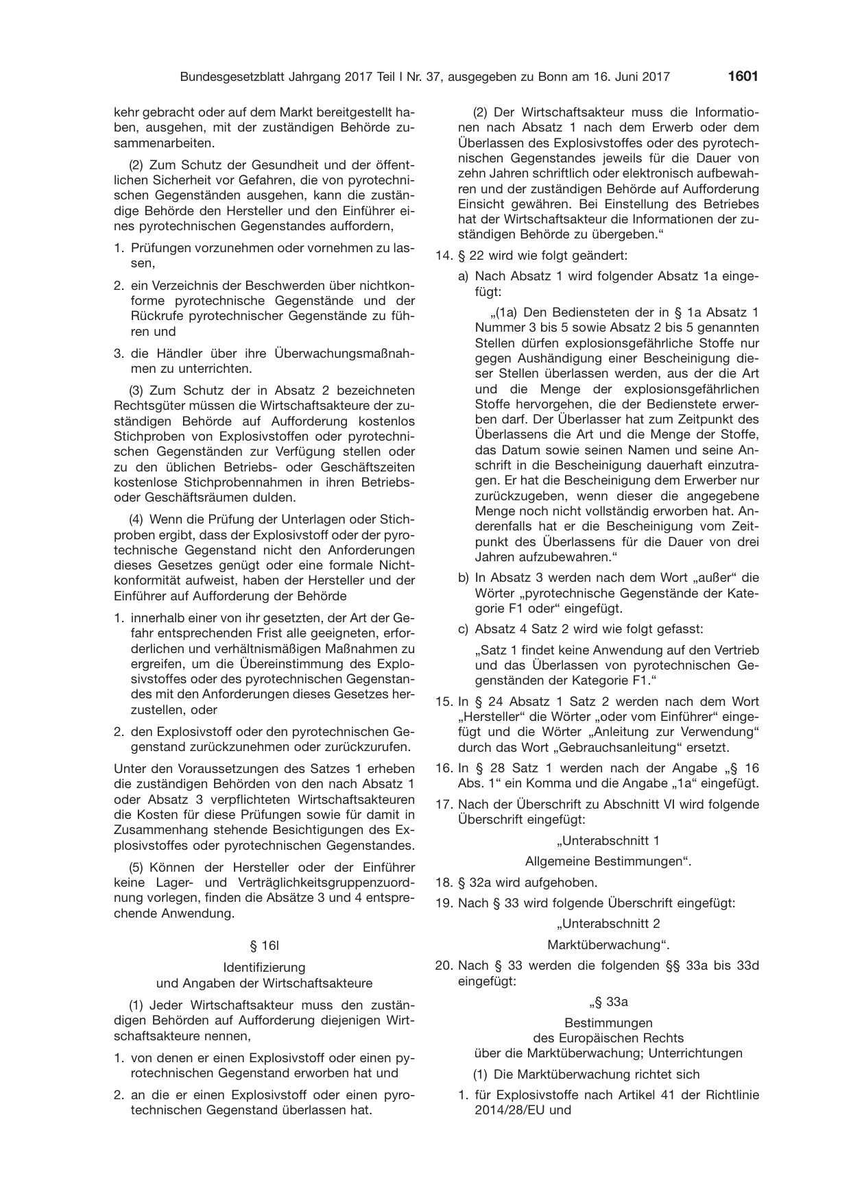 BGBl. 2017, Seite 1601 — Originalseite als Abbildung