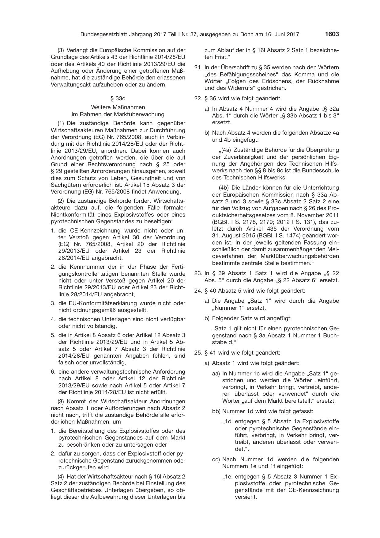 BGBl. 2017, Seite 1603 — Originalseite als Abbildung
