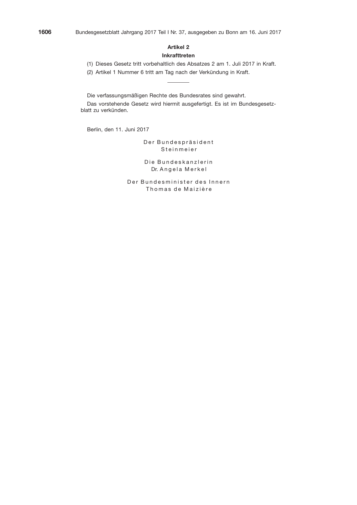 BGBl. 2017, Seite 1606 — Originalseite als Abbildung