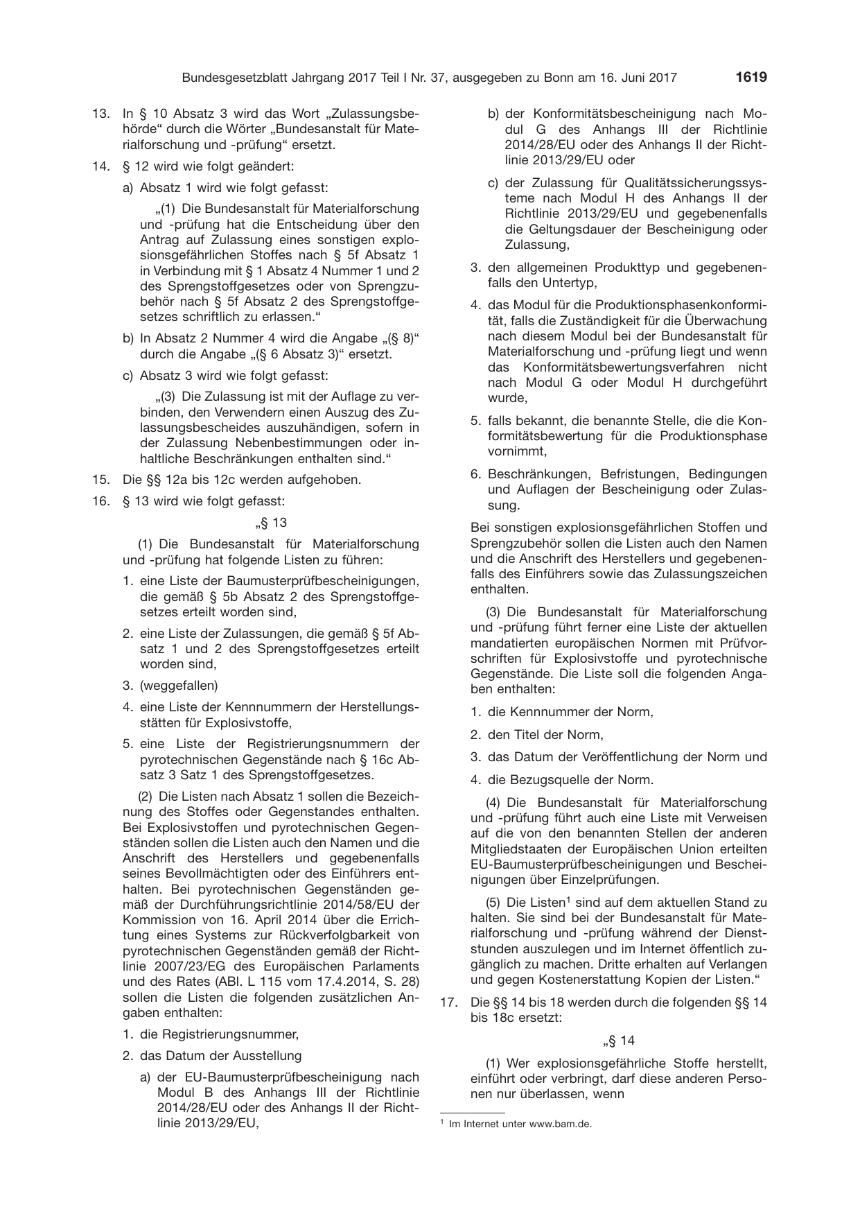 BGBl. 2017, Seite 1619 — Originalseite als Abbildung