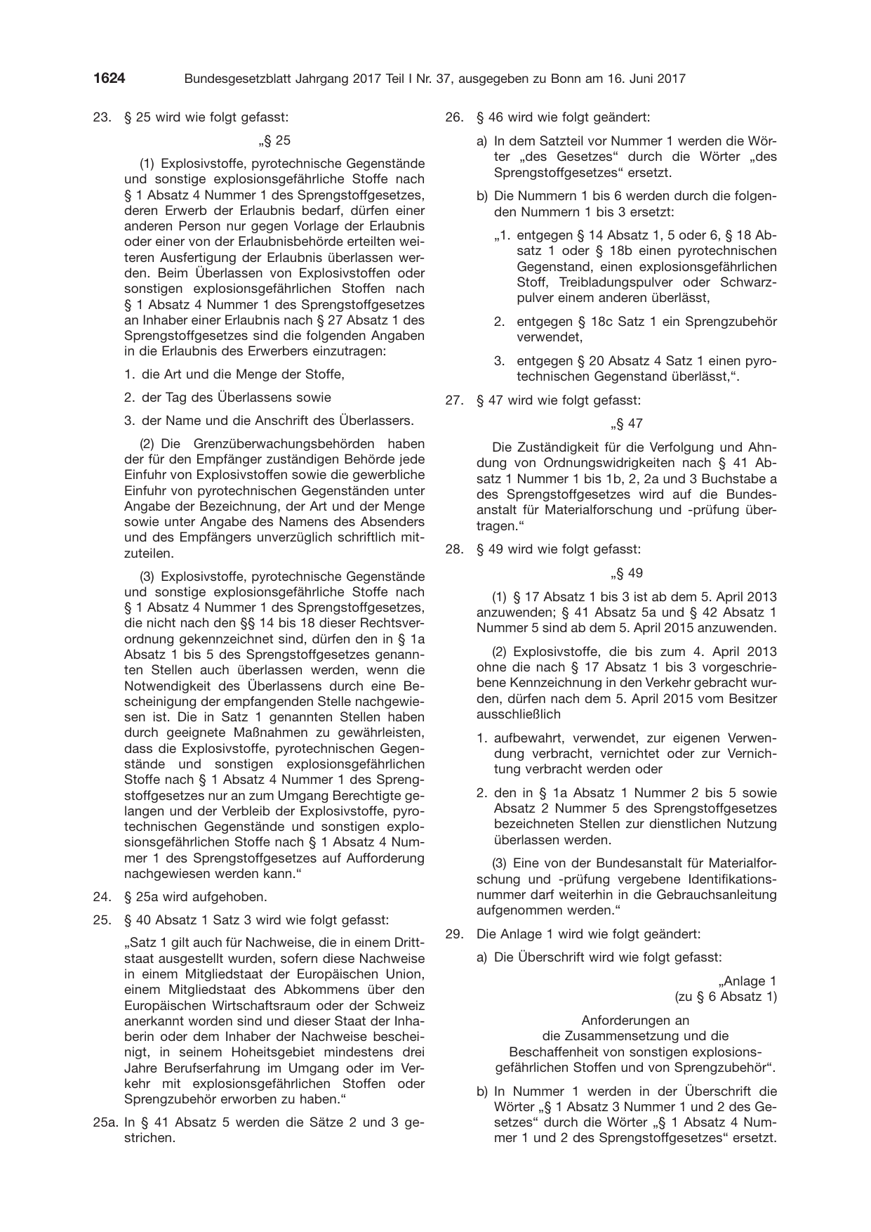 BGBl. 2017, Seite 1624 — Originalseite als Abbildung