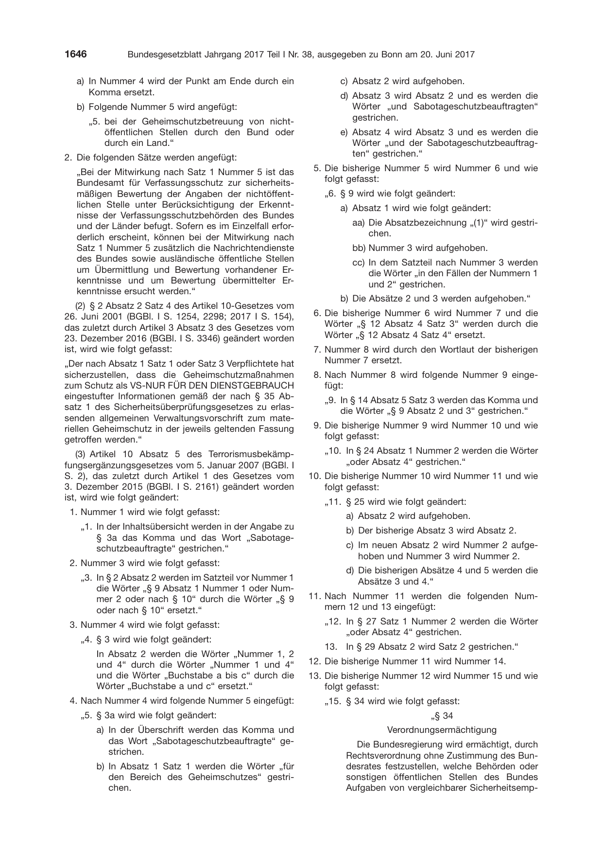 BGBl. 2017, Seite 1646 — Originalseite als Abbildung