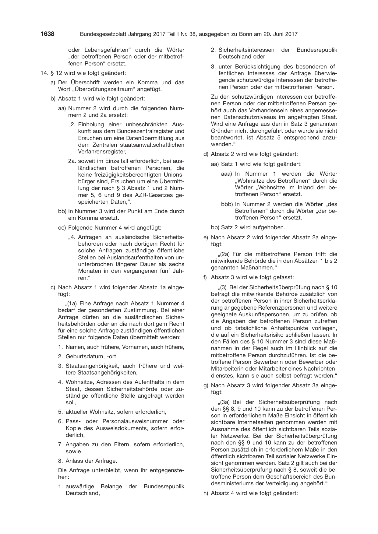 BGBl. 2017, Seite 1638 — Originalseite als Abbildung
