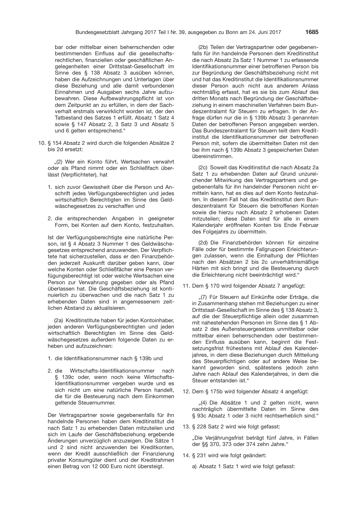 BGBl. 2017, Seite 1685 — Originalseite als Abbildung