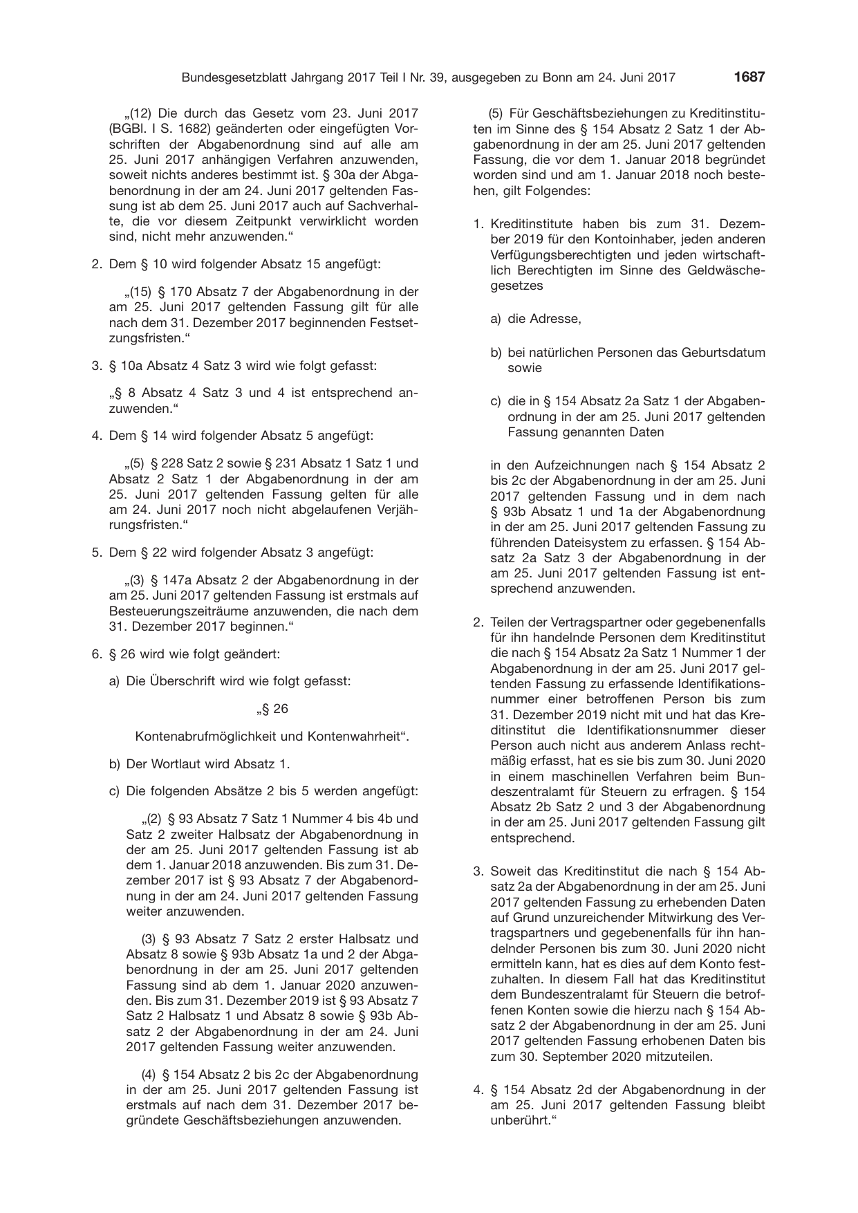 BGBl. 2017, Seite 1687 — Originalseite als Abbildung