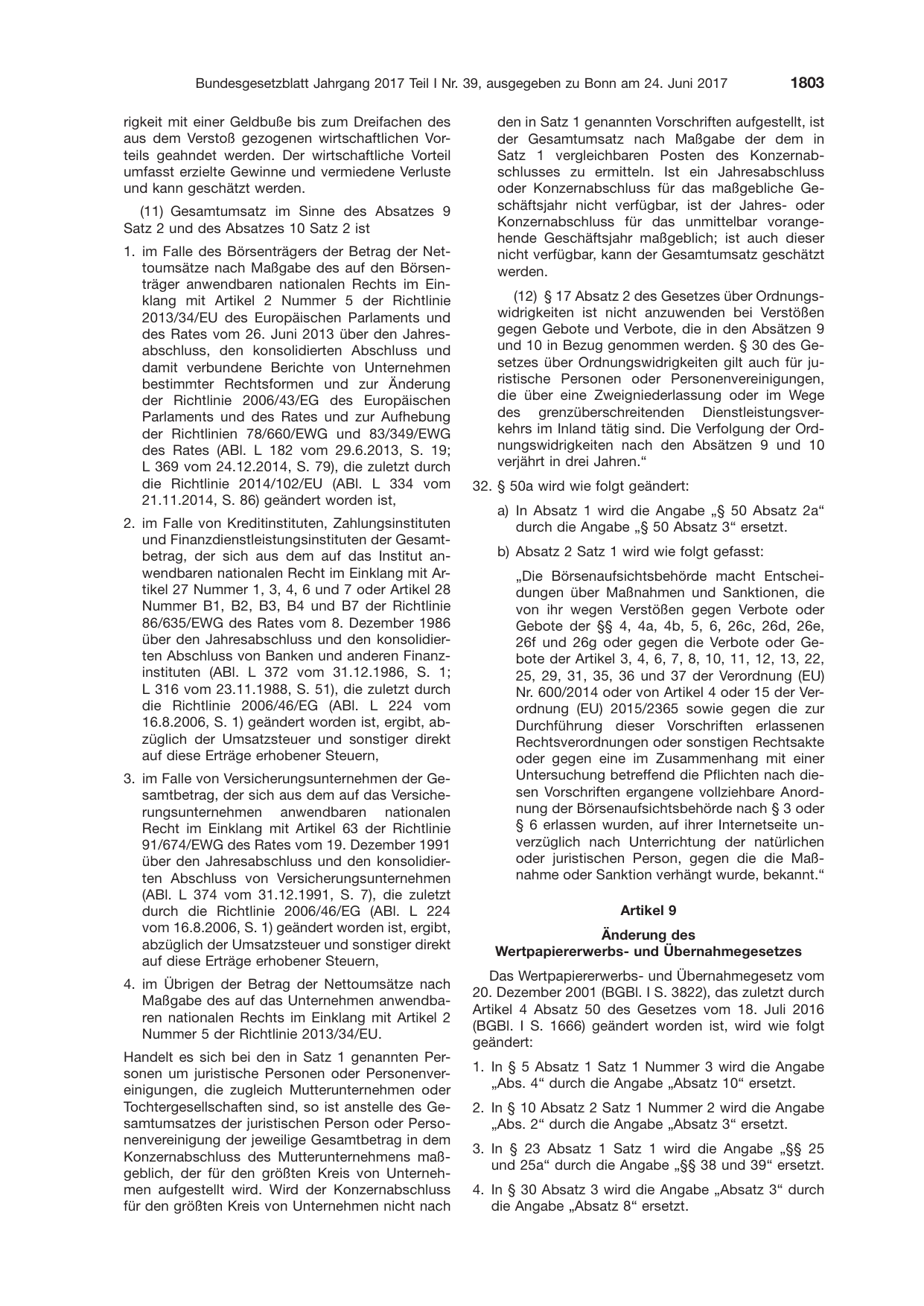 BGBl. 2017, Seite 1803 — Originalseite als Abbildung