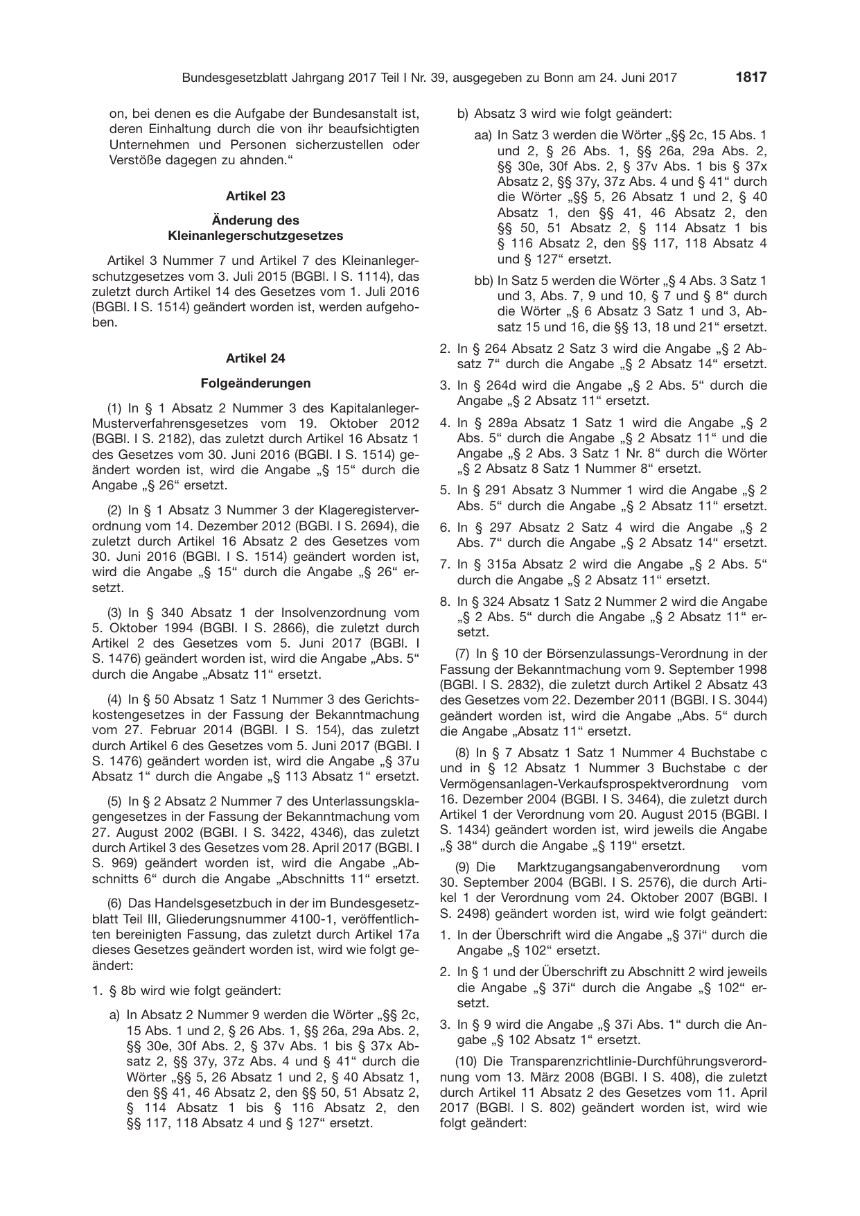 BGBl. 2017, Seite 1817 — Originalseite als Abbildung