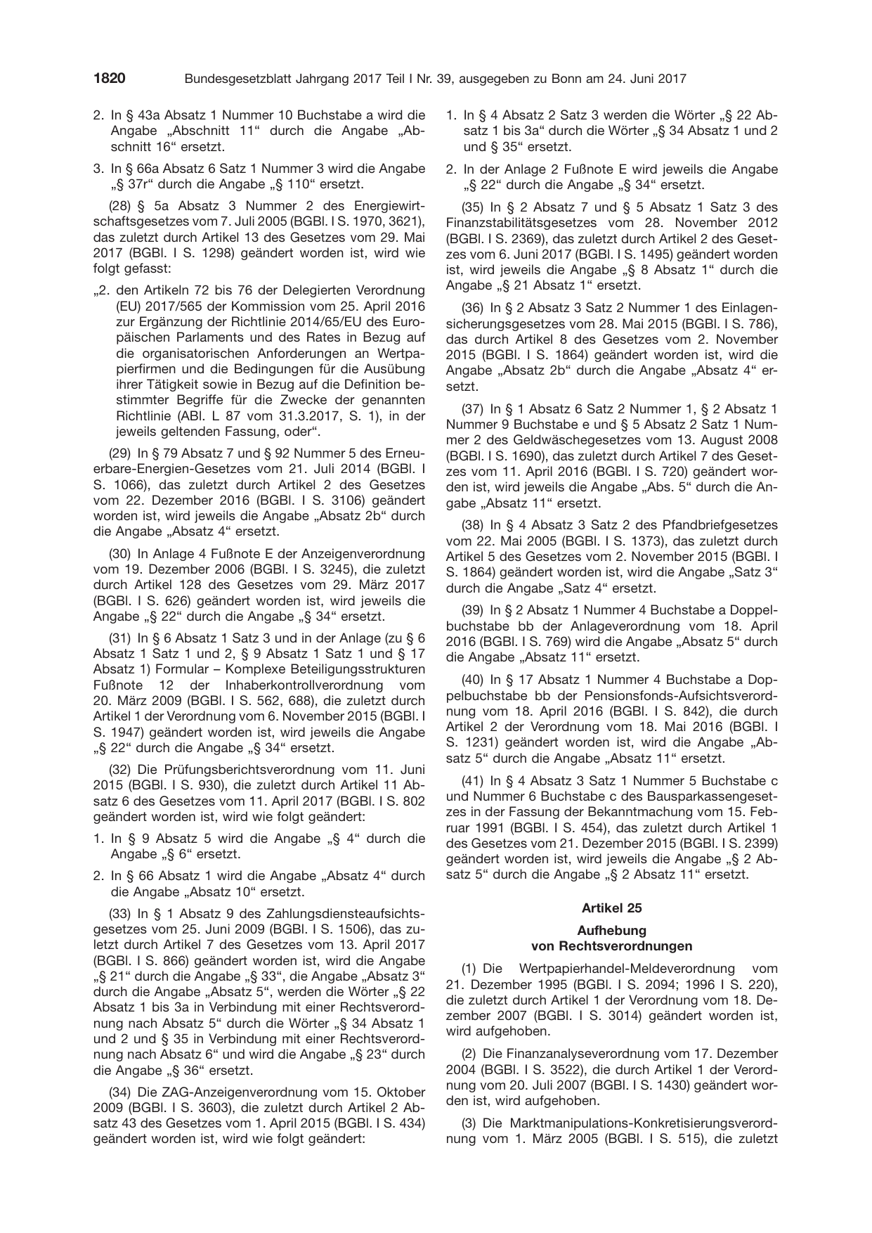 BGBl. 2017, Seite 1820 — Originalseite als Abbildung