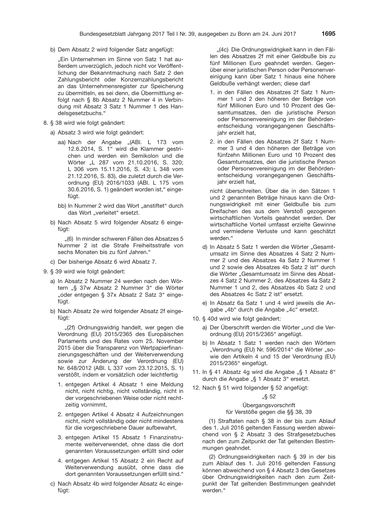 BGBl. 2017, Seite 1695 — Originalseite als Abbildung