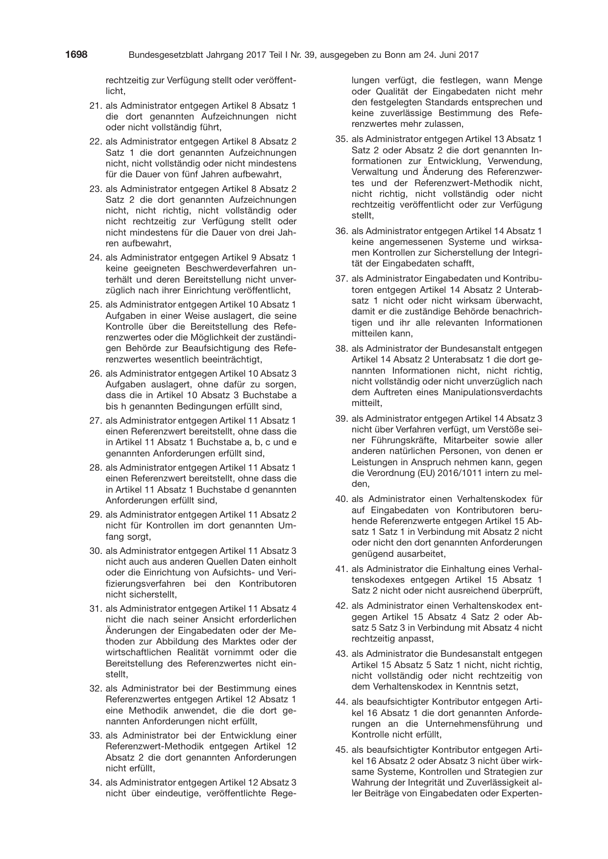 BGBl. 2017, Seite 1698 — Originalseite als Abbildung