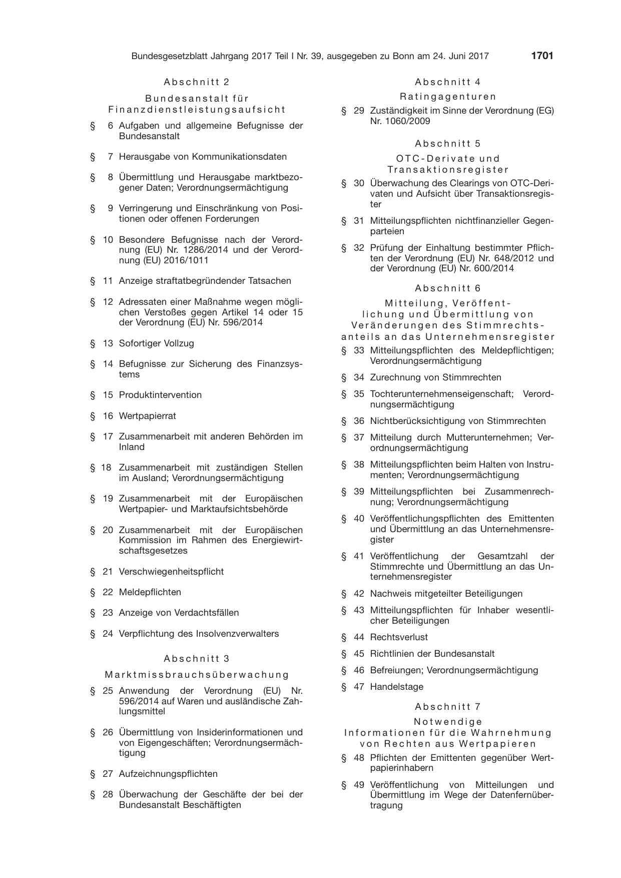 BGBl. 2017, Seite 1701 — Originalseite als Abbildung