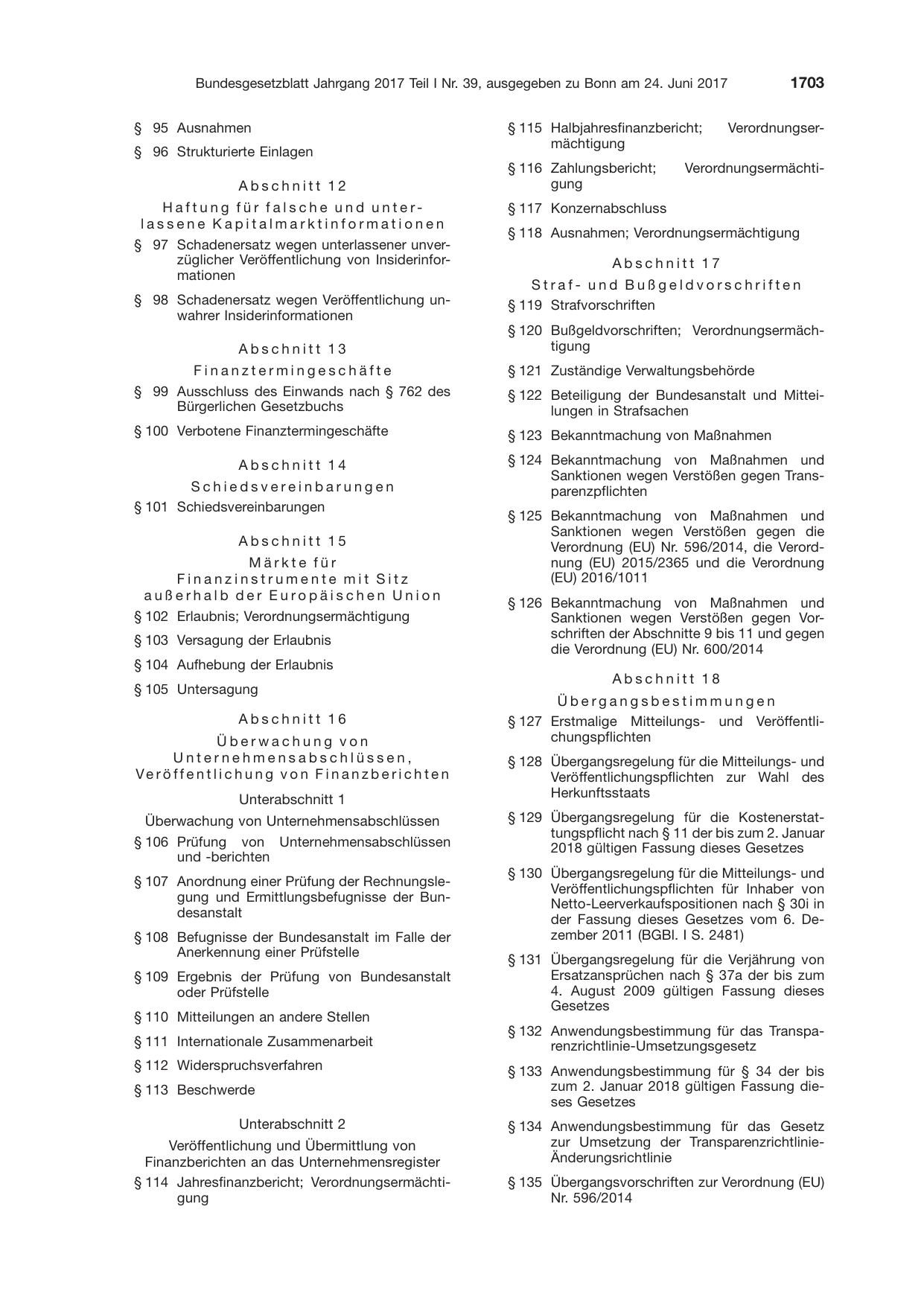 BGBl. 2017, Seite 1703 — Originalseite als Abbildung