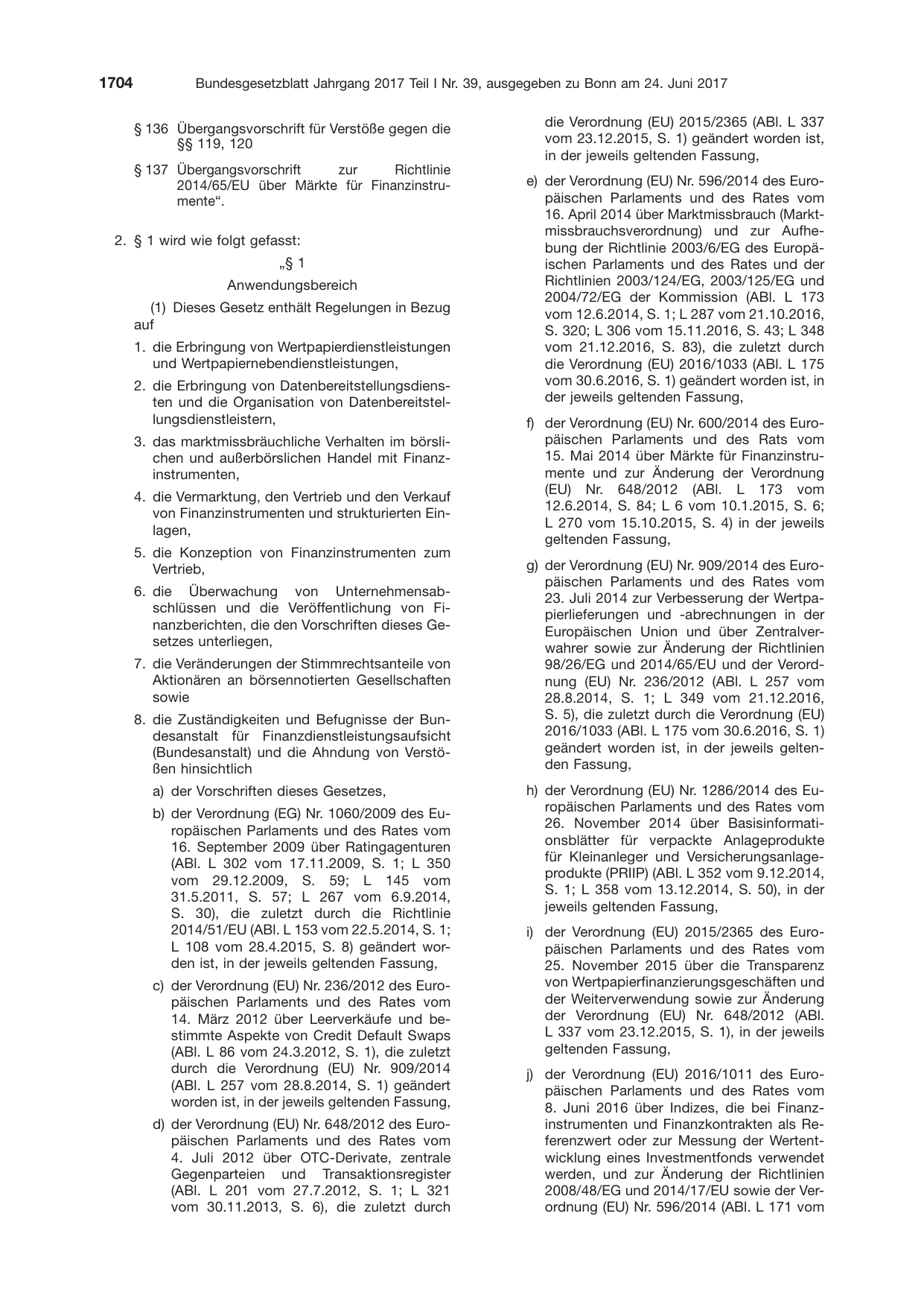 BGBl. 2017, Seite 1704 — Originalseite als Abbildung