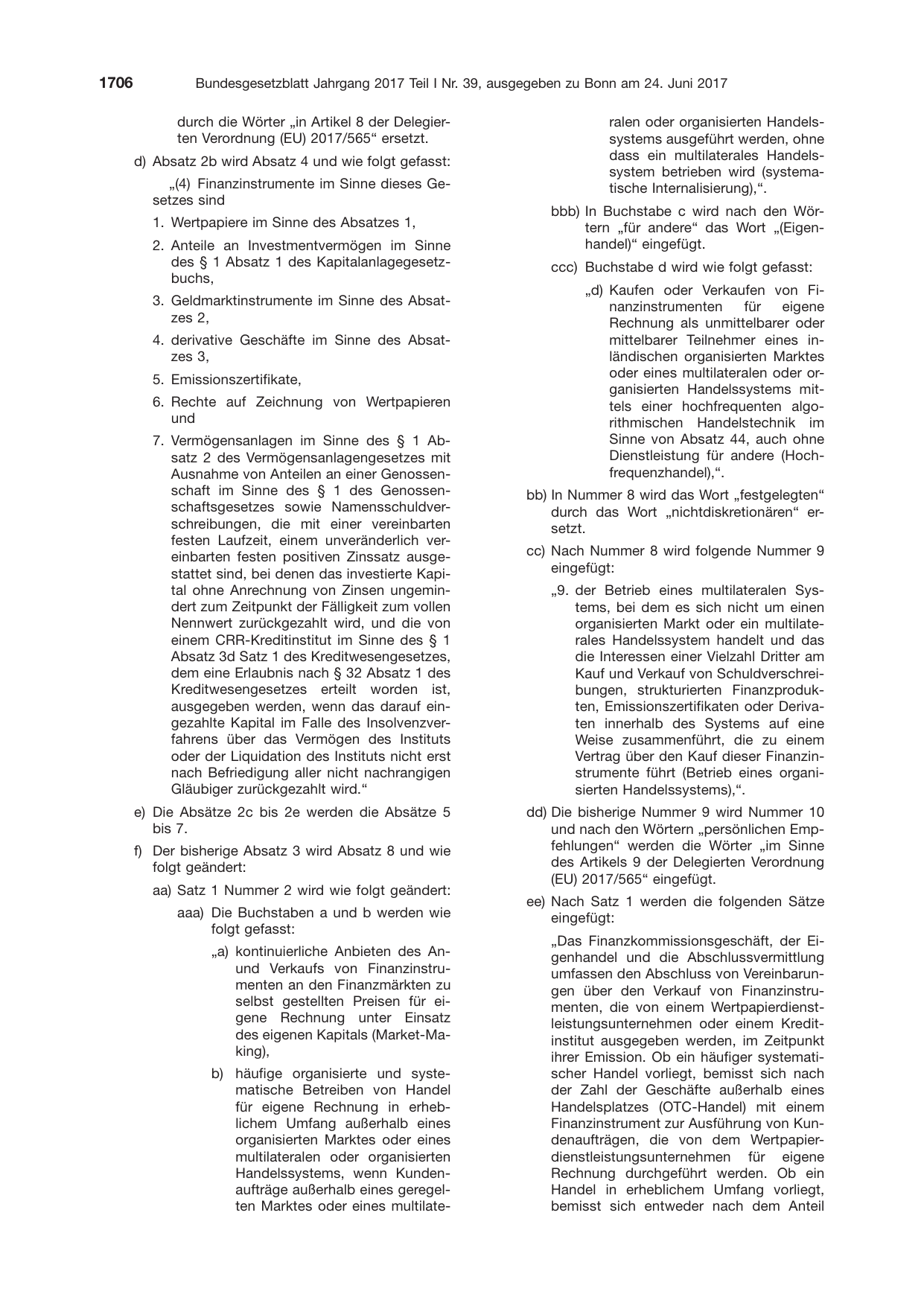 BGBl. 2017, Seite 1706 — Originalseite als Abbildung