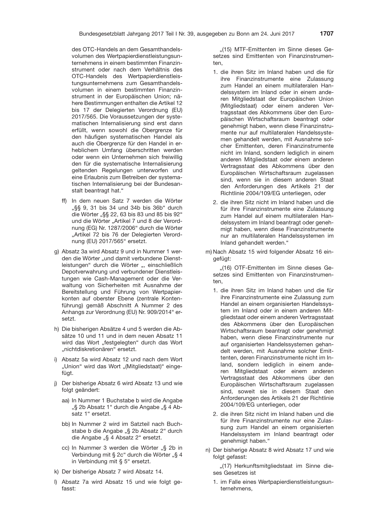 BGBl. 2017, Seite 1707 — Originalseite als Abbildung