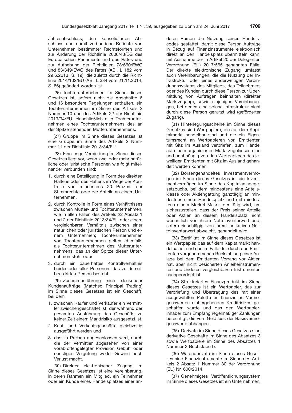 BGBl. 2017, Seite 1709 — Originalseite als Abbildung