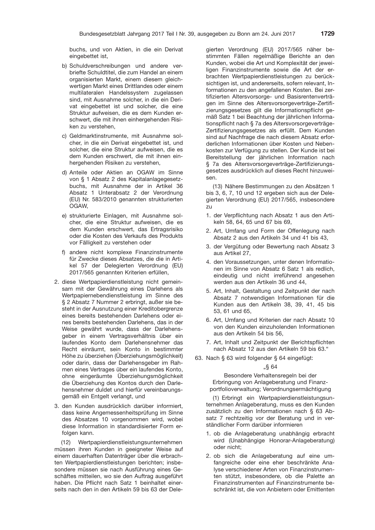 BGBl. 2017, Seite 1729 — Originalseite als Abbildung