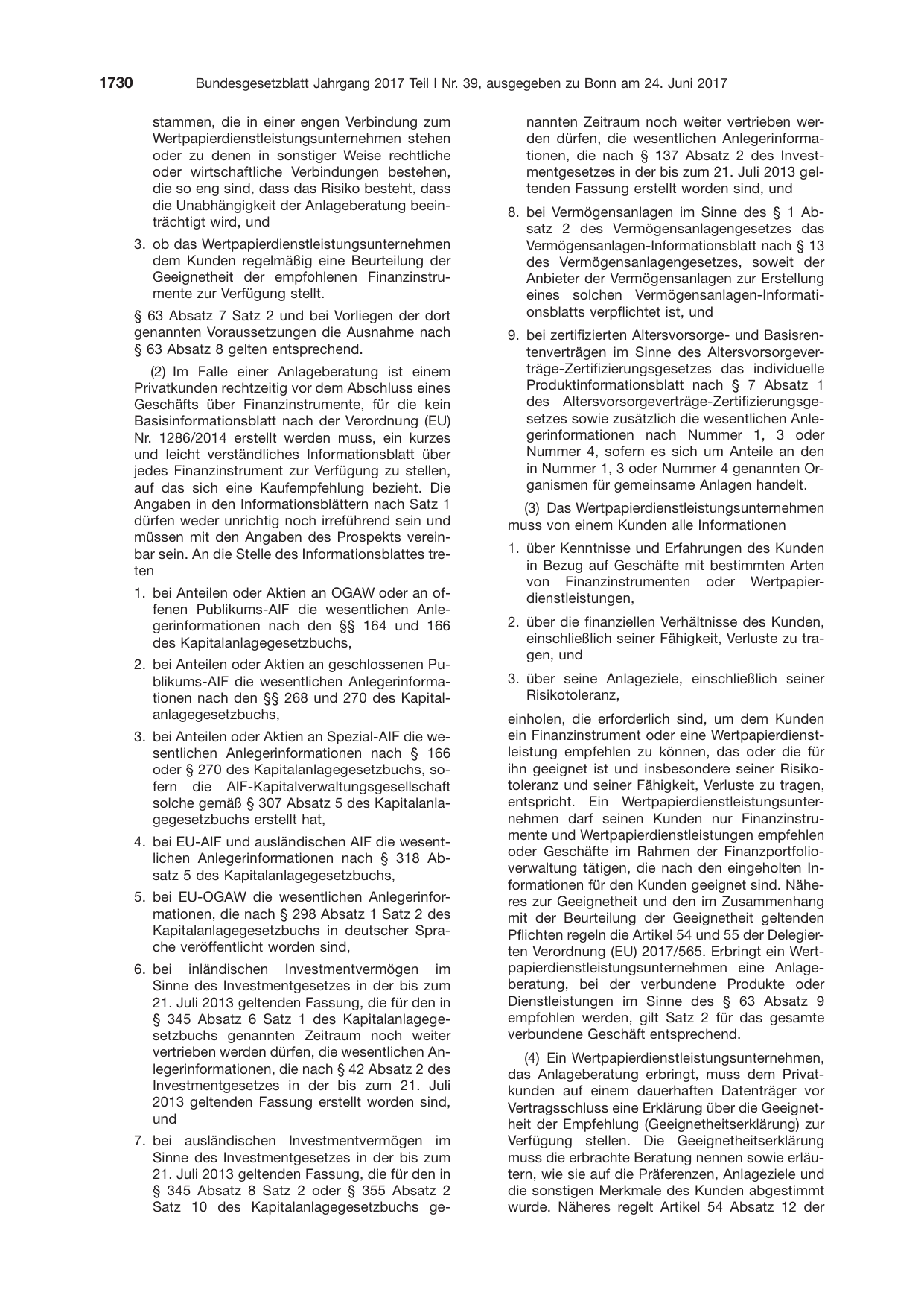 BGBl. 2017, Seite 1730 — Originalseite als Abbildung