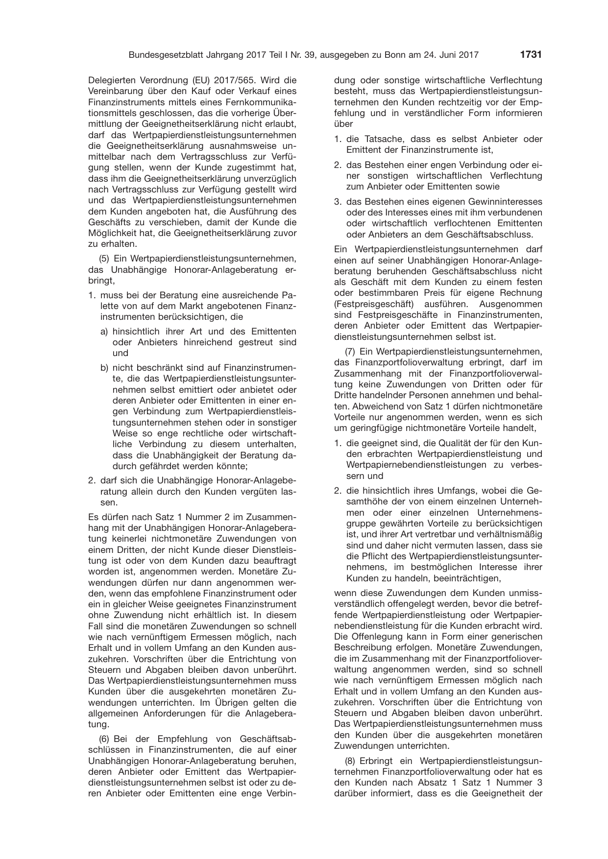 BGBl. 2017, Seite 1731 — Originalseite als Abbildung
