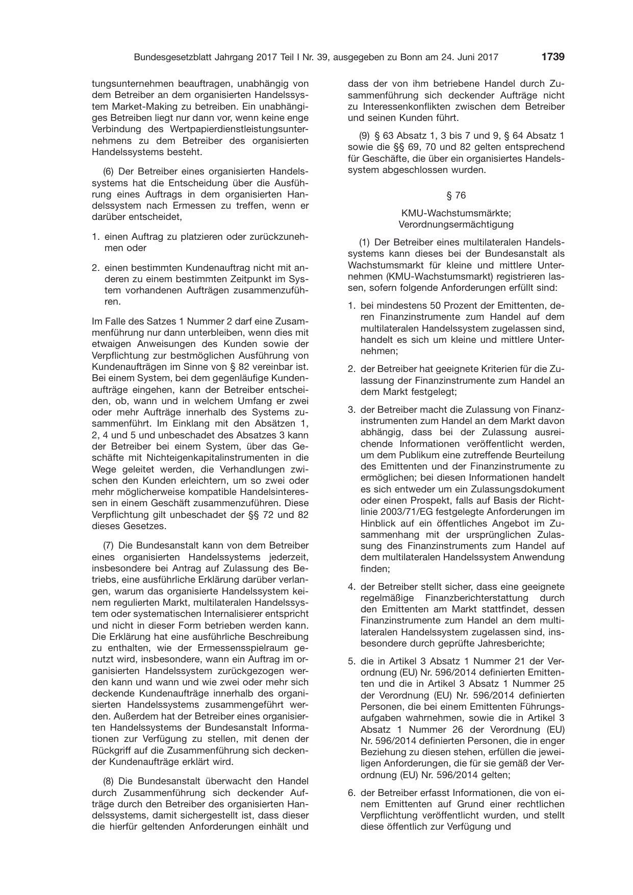BGBl. 2017, Seite 1739 — Originalseite als Abbildung