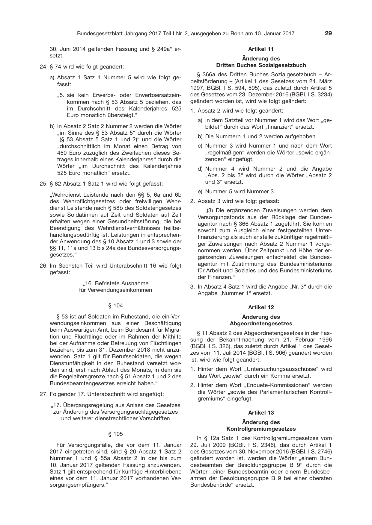 BGBl. 2017, Seite 29 — Originalseite als Abbildung