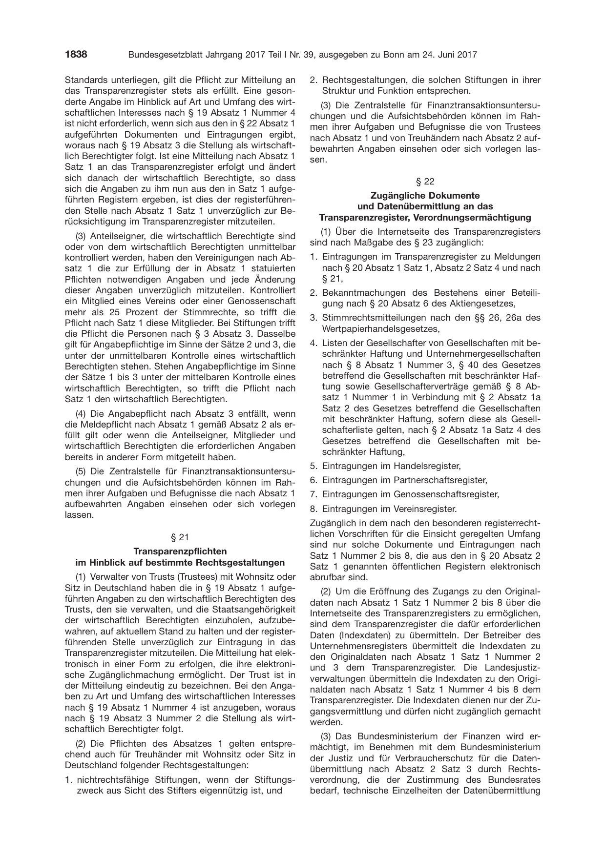 BGBl. 2017, Seite 1838 — Originalseite als Abbildung