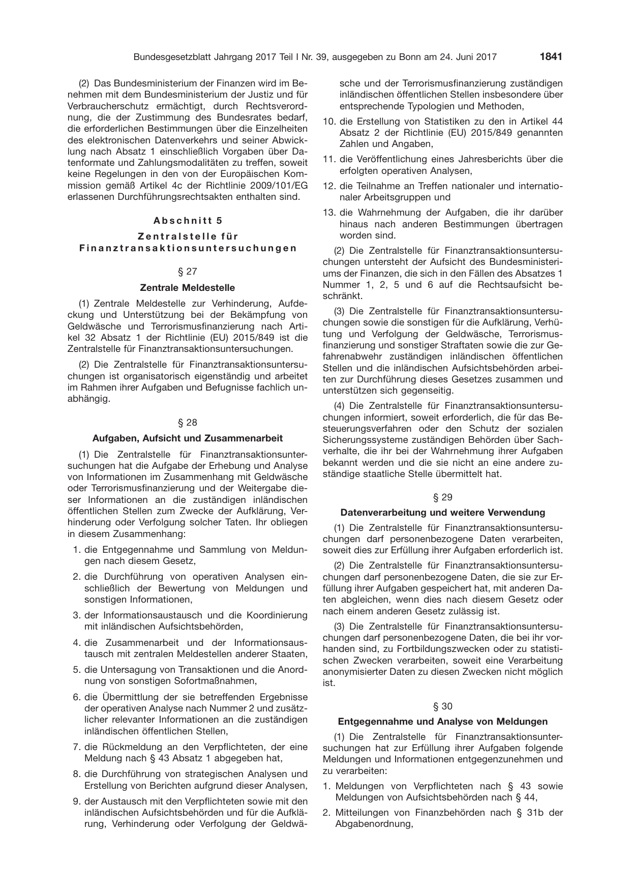 BGBl. 2017, Seite 1841 — Originalseite als Abbildung
