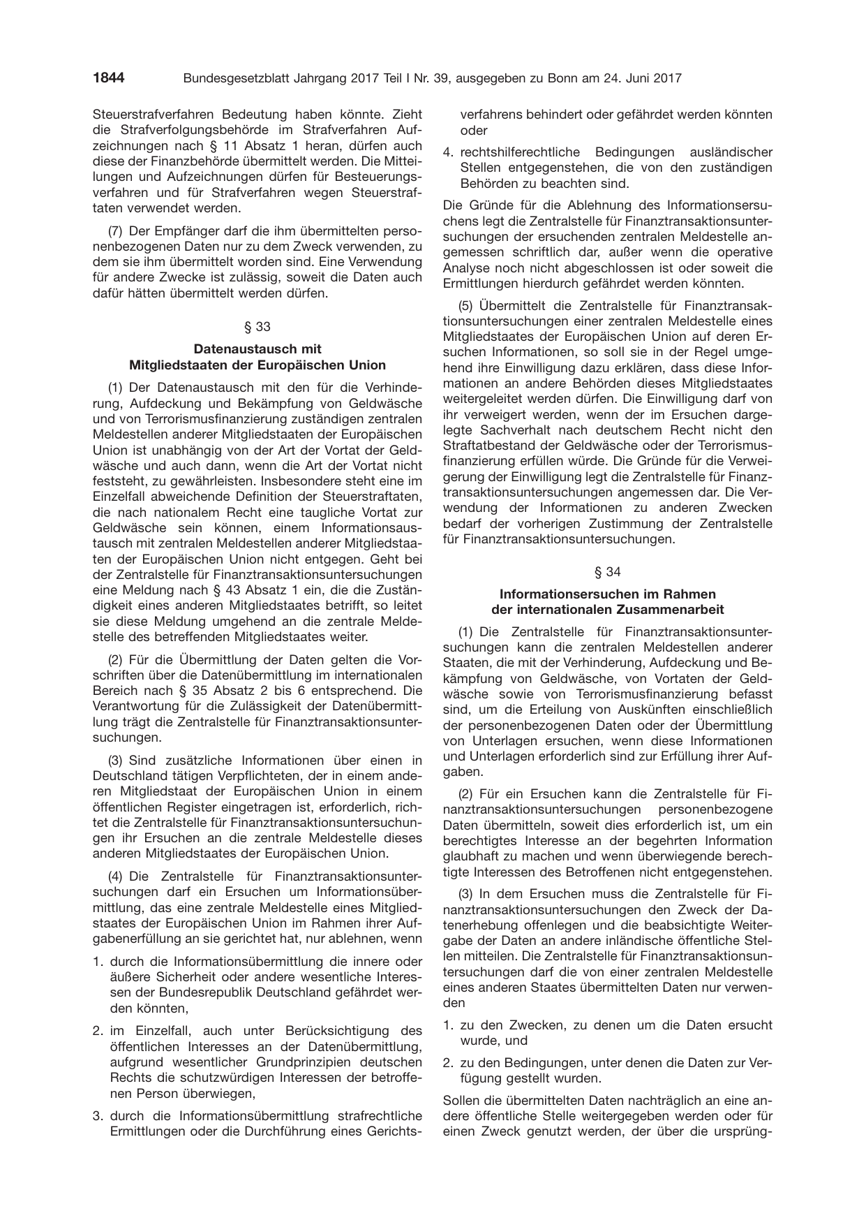BGBl. 2017, Seite 1844 — Originalseite als Abbildung