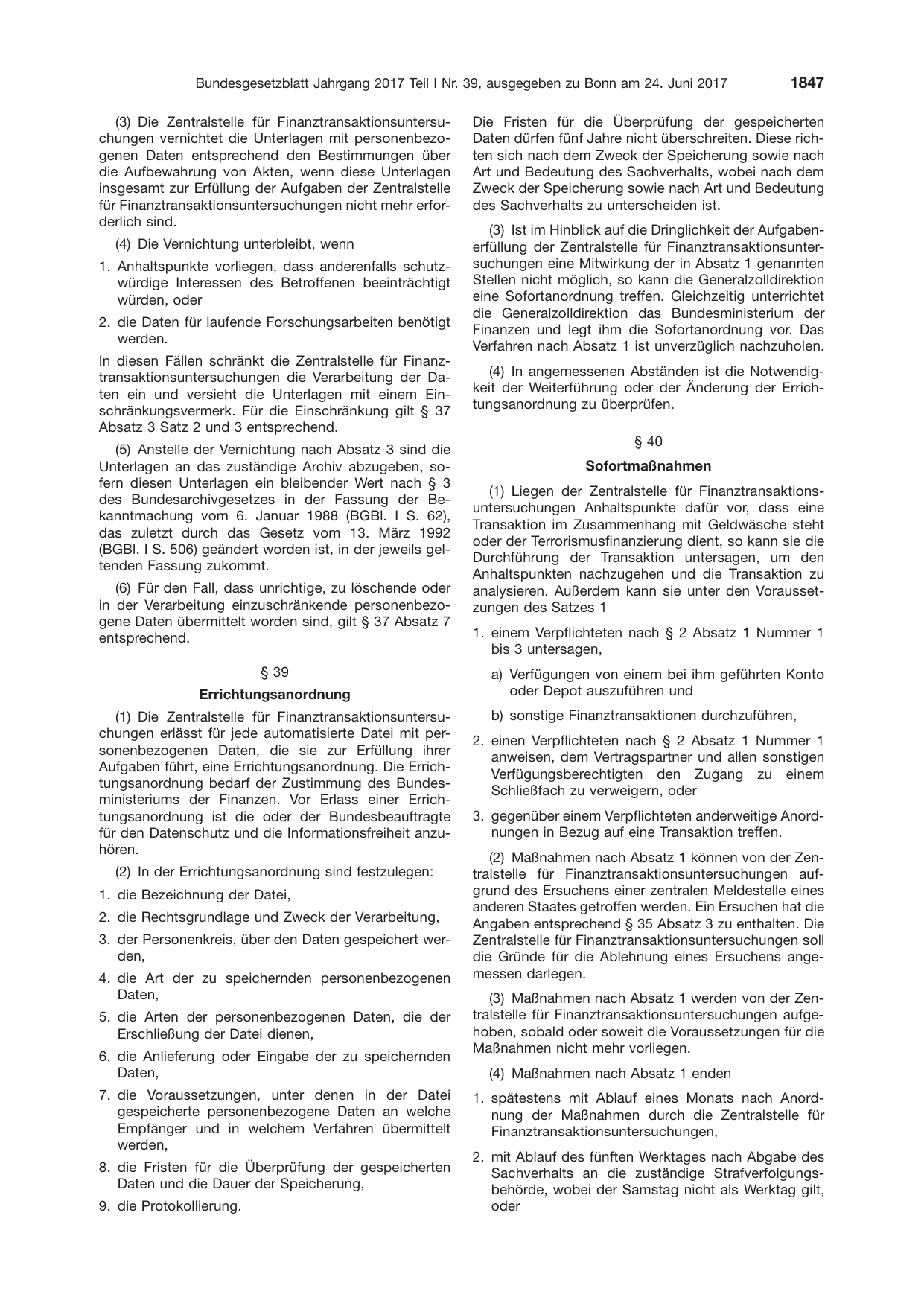BGBl. 2017, Seite 1847 — Originalseite als Abbildung