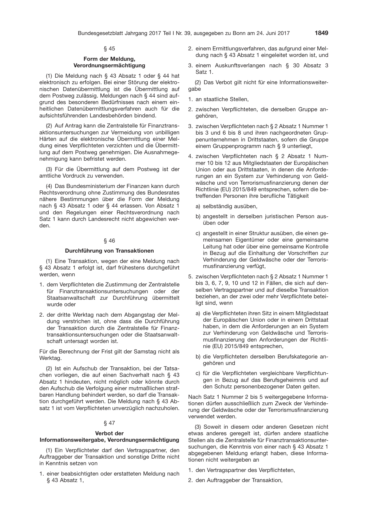 BGBl. 2017, Seite 1849 — Originalseite als Abbildung