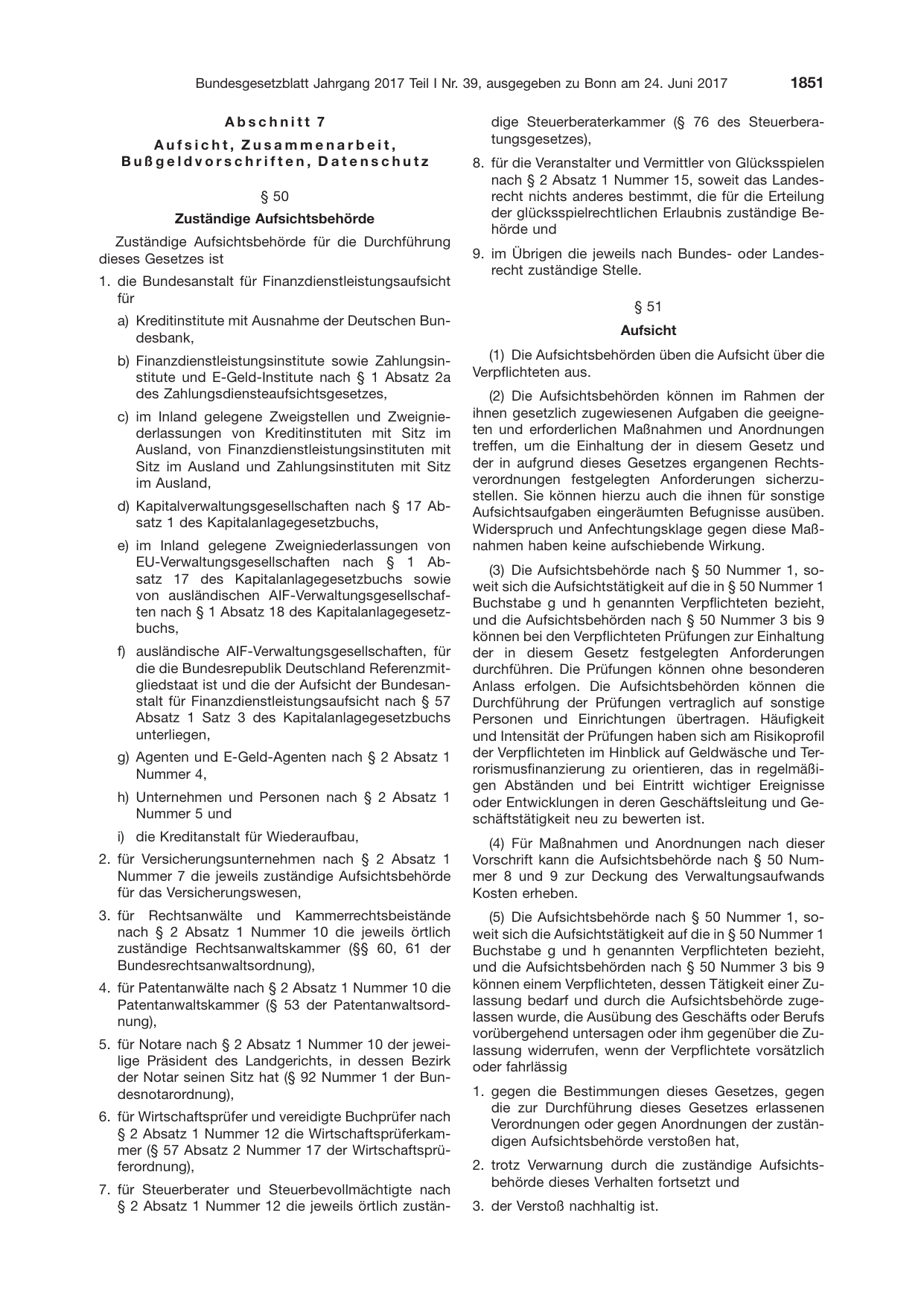 BGBl. 2017, Seite 1851 — Originalseite als Abbildung
