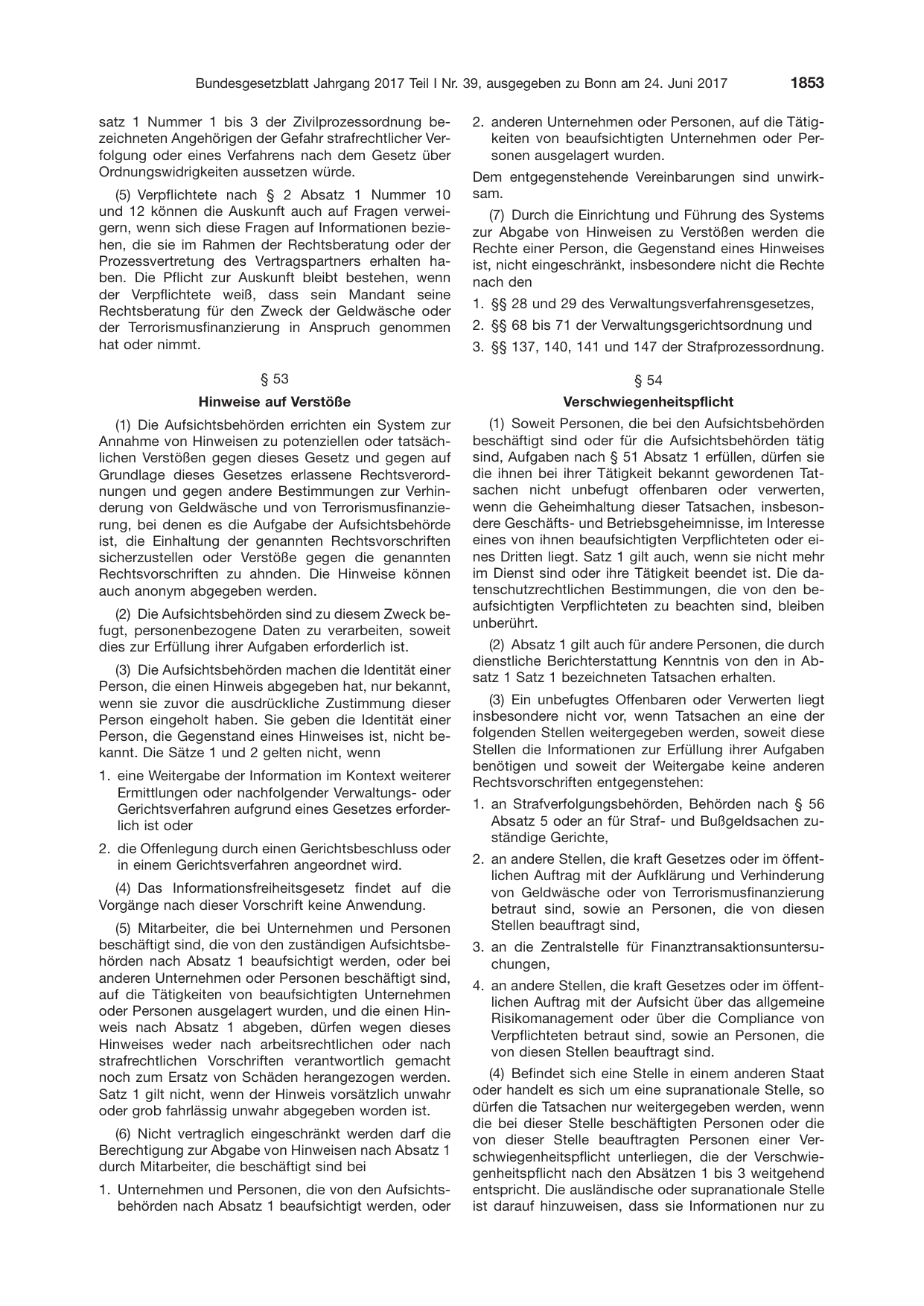 BGBl. 2017, Seite 1853 — Originalseite als Abbildung
