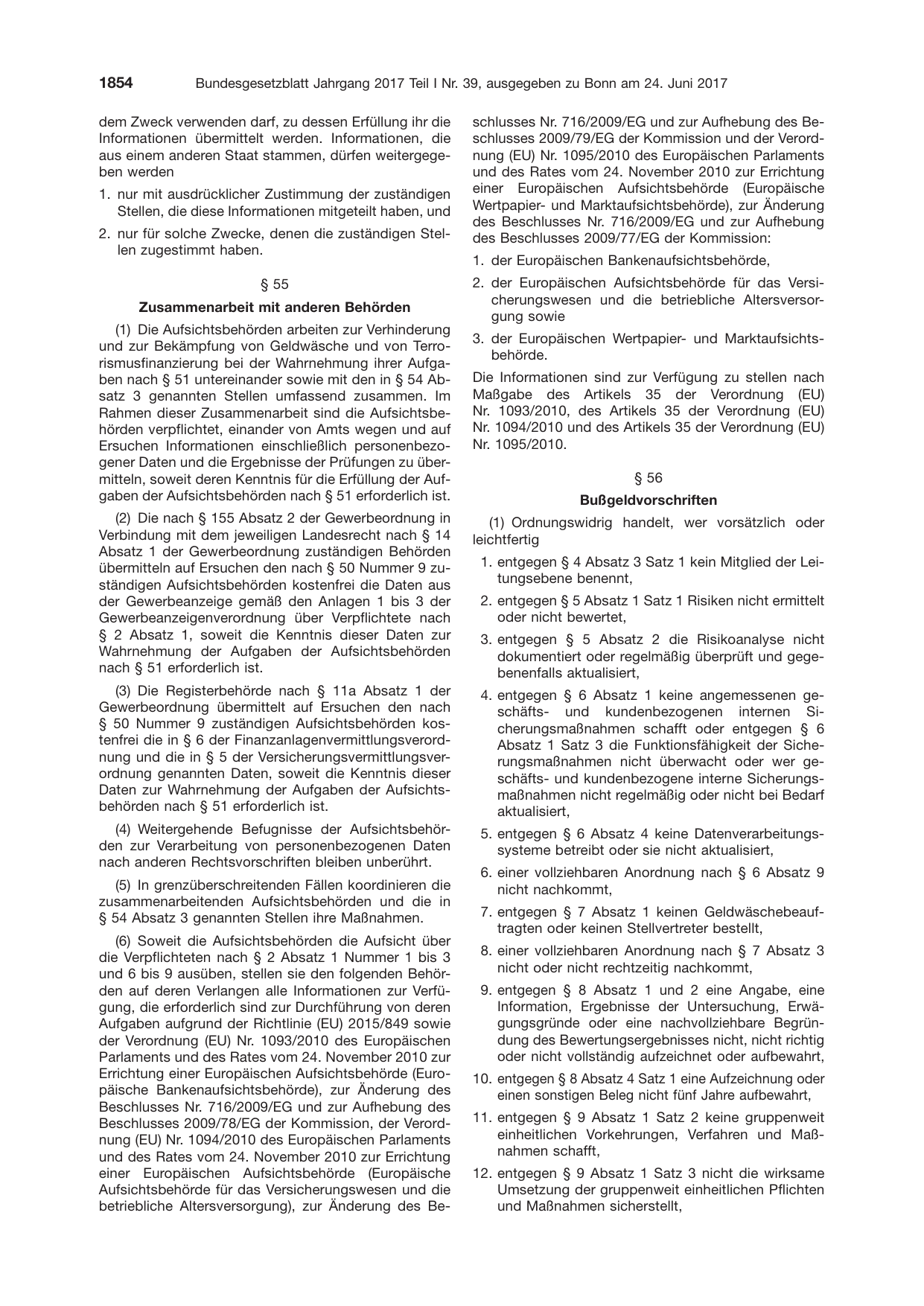 BGBl. 2017, Seite 1854 — Originalseite als Abbildung