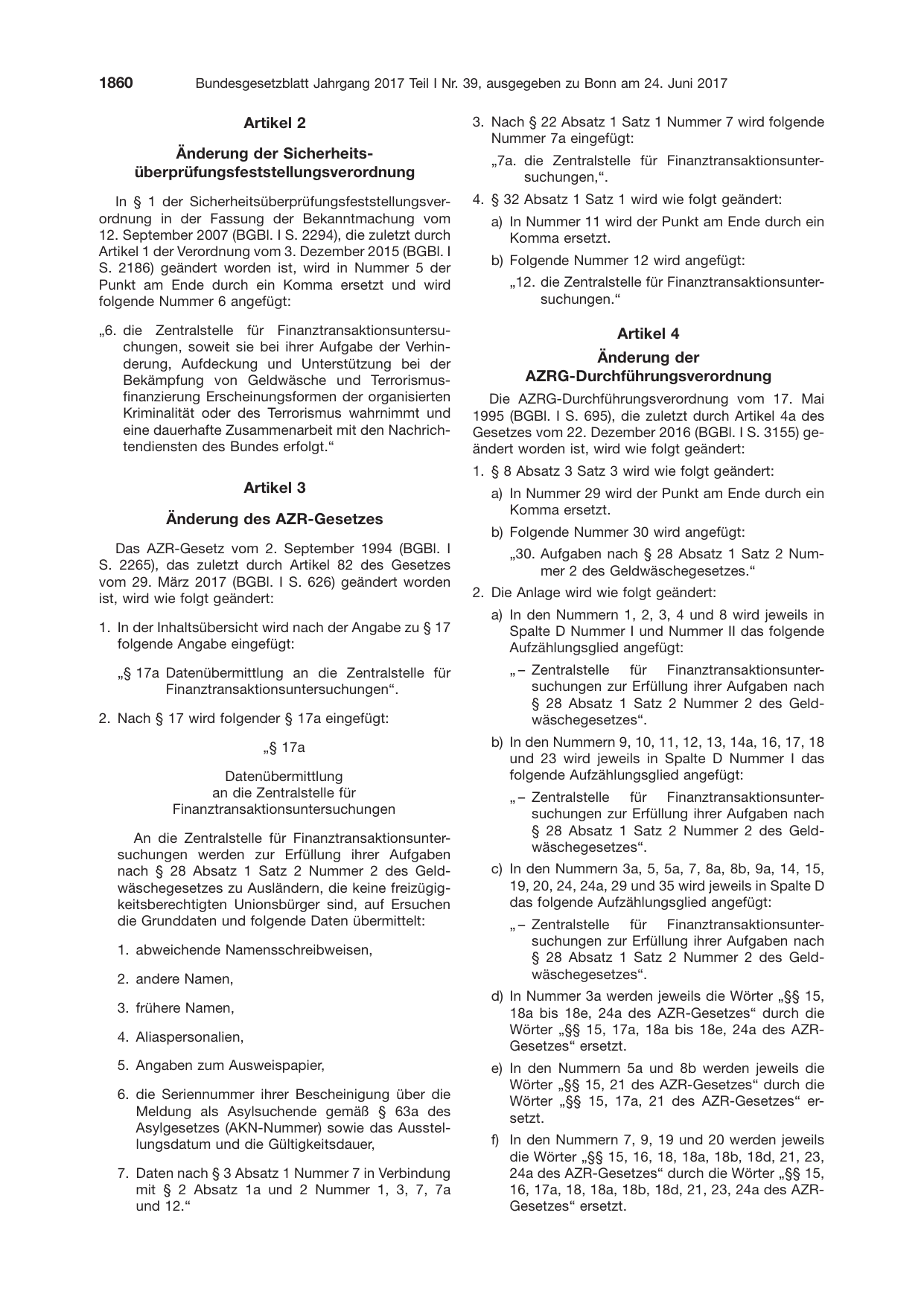 BGBl. 2017, Seite 1860 — Originalseite als Abbildung