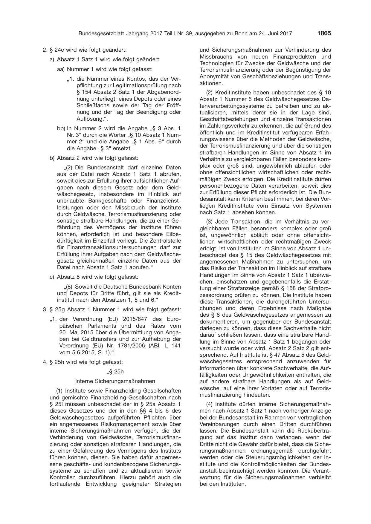 BGBl. 2017, Seite 1865 — Originalseite als Abbildung